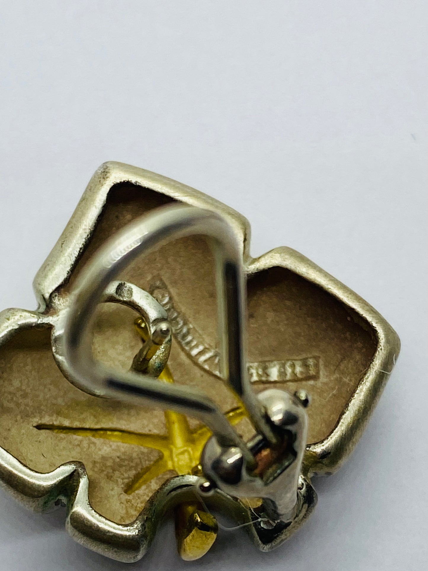 Tiffany & Co. 1991 Ivy Sterling 18k Yellow Gold Starfish Leaf Post Clip Earrings
