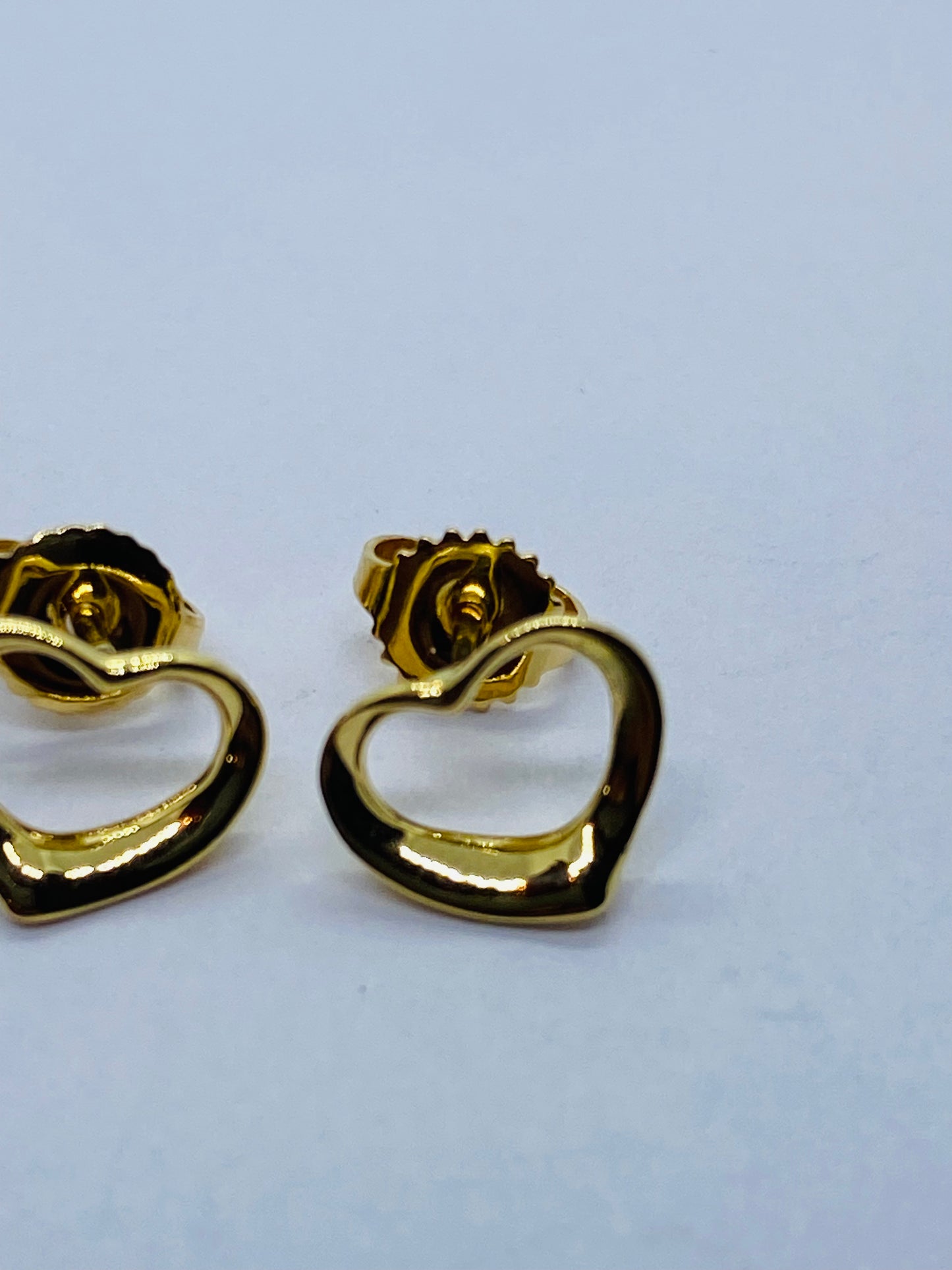 Tiffany & Co. Elsa Peretti 18K Yellow Gold Open Heart Stud Earrings READ