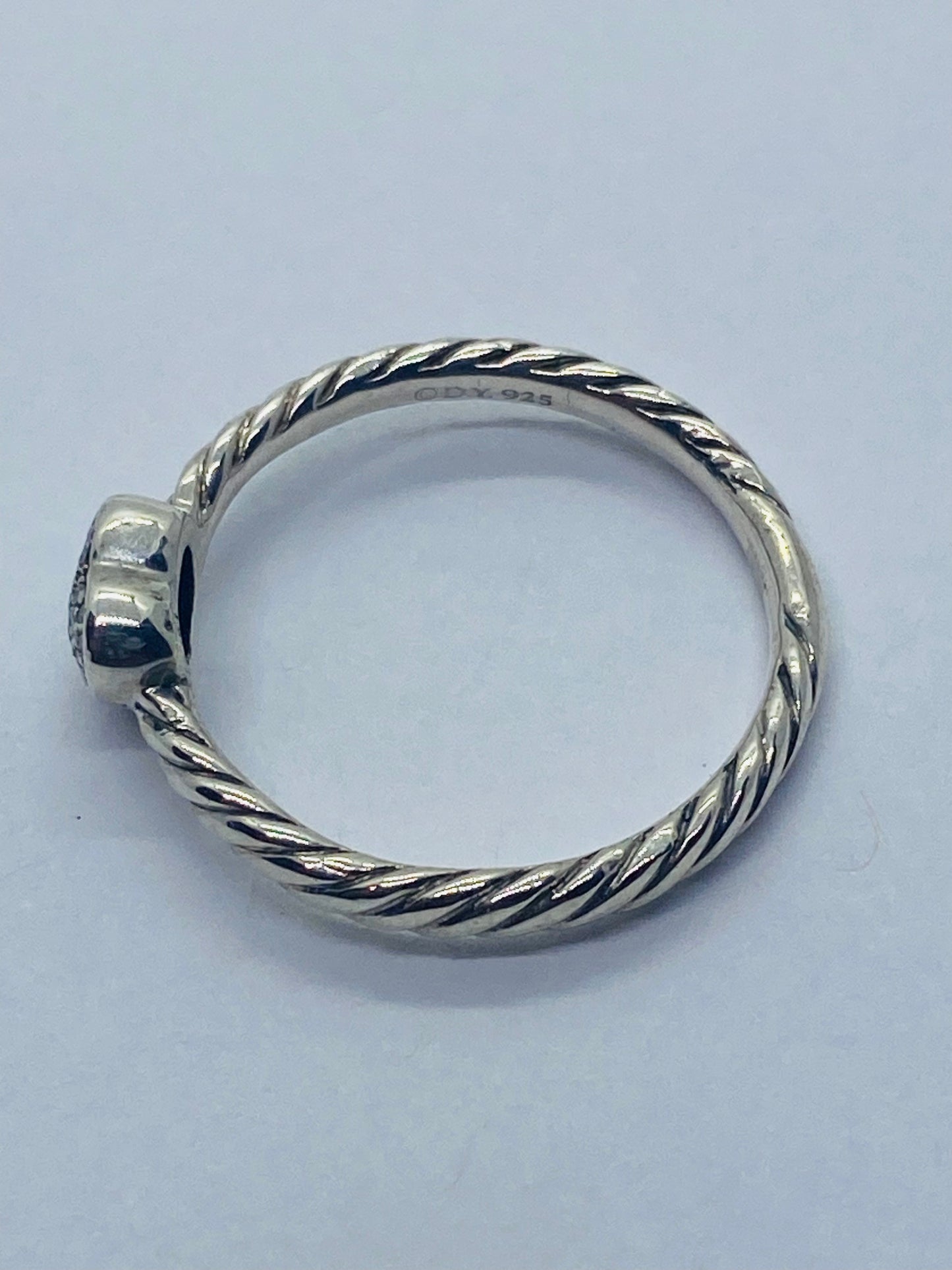 David Yurman Sterling Silver Classic Cable Heart Diamond Ring Size 7.25