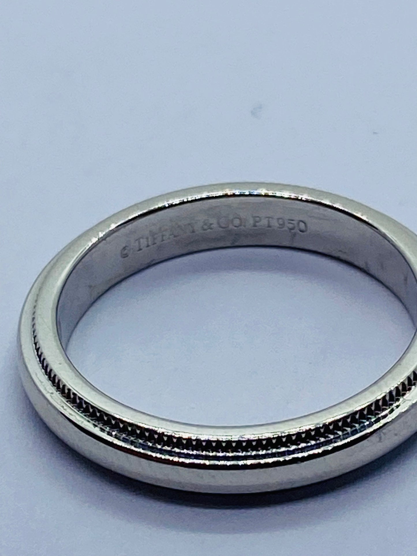 TIFFANY & CO PLATINUM 950 Double MILGRAIN WEDDING BAND 3MM SIZE 4.25