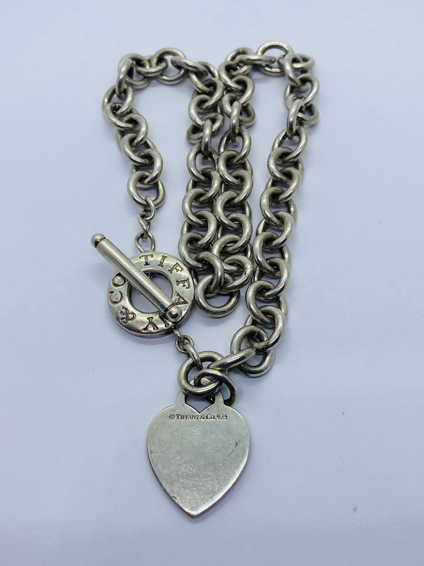 Tiffany & Co Sterling Silver Toggle Heart Tag Blank Heart Necklace 16”
