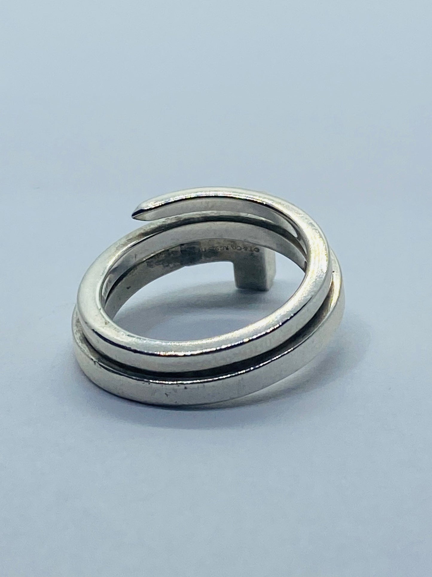 Tiffany & Co Sterling Silver T Square Wrap Ring Size 4 Pouch 11MM Wide