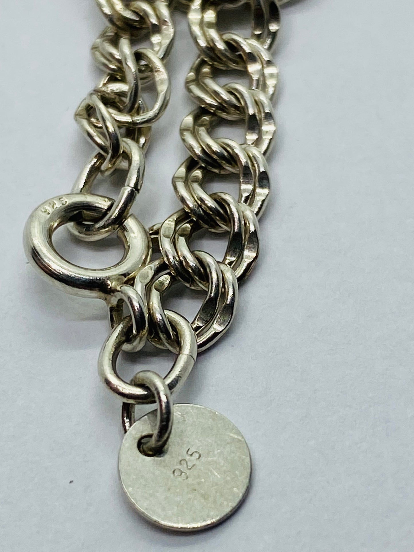 Tiffany & Co. Sterling Silver Double Chain Link Charm Bracelet 925