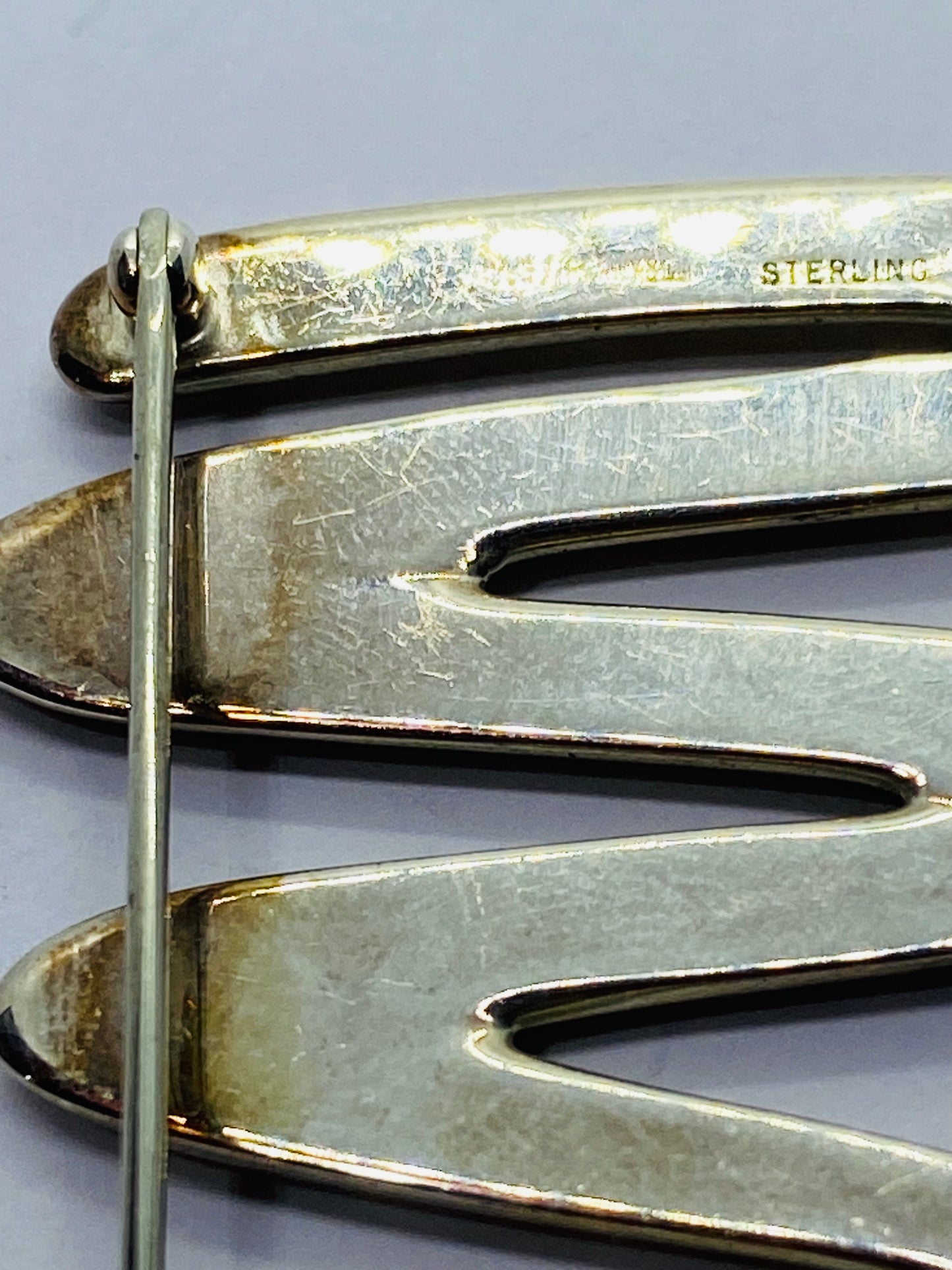 Tiffany & Co Paloma Picasso Sterling Silver Zig Zag Vintage Brooch. LARGE