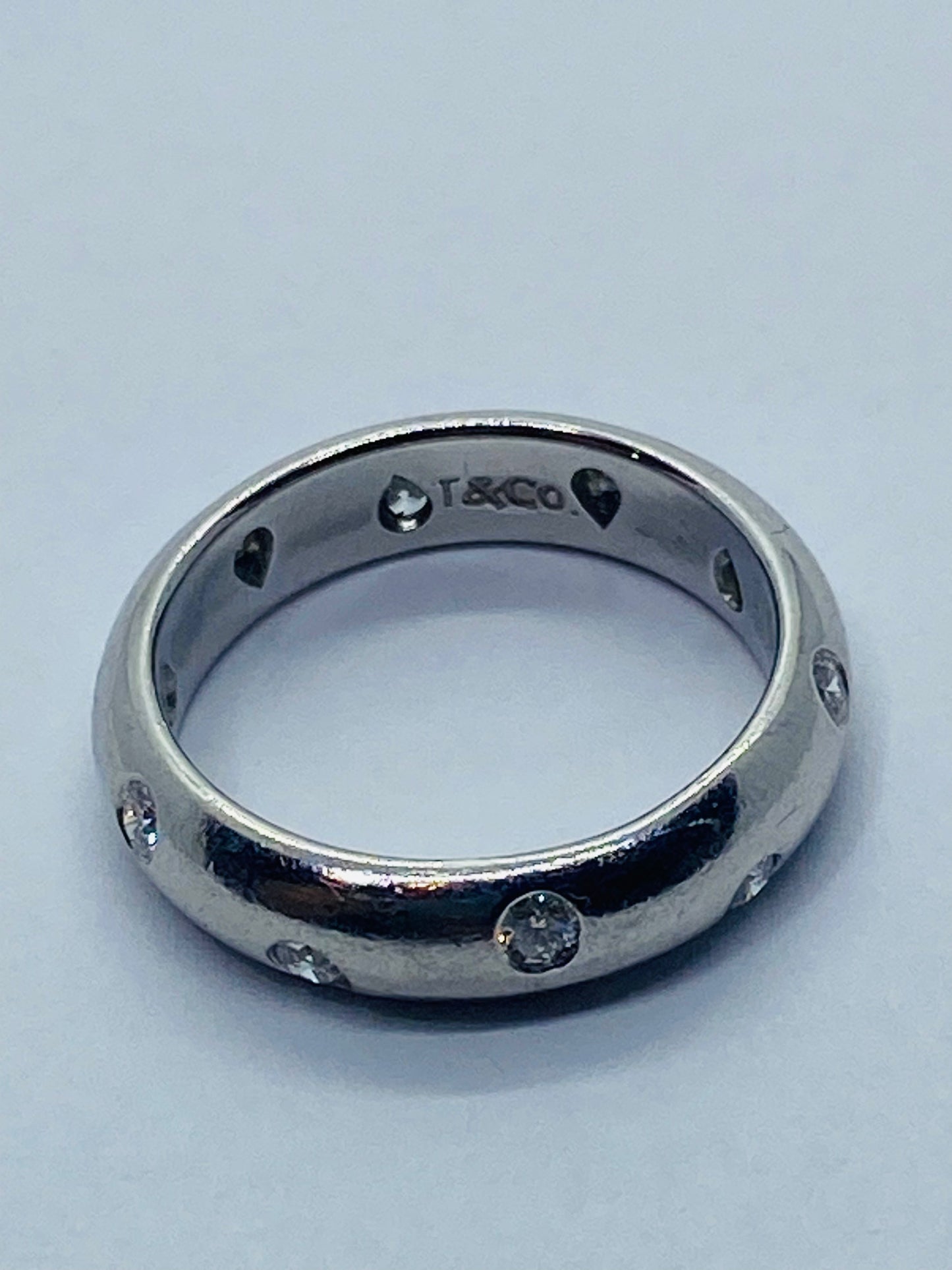 Platinum Tiffany & Co. Diamond Etoile Ring Band Wedding And Box