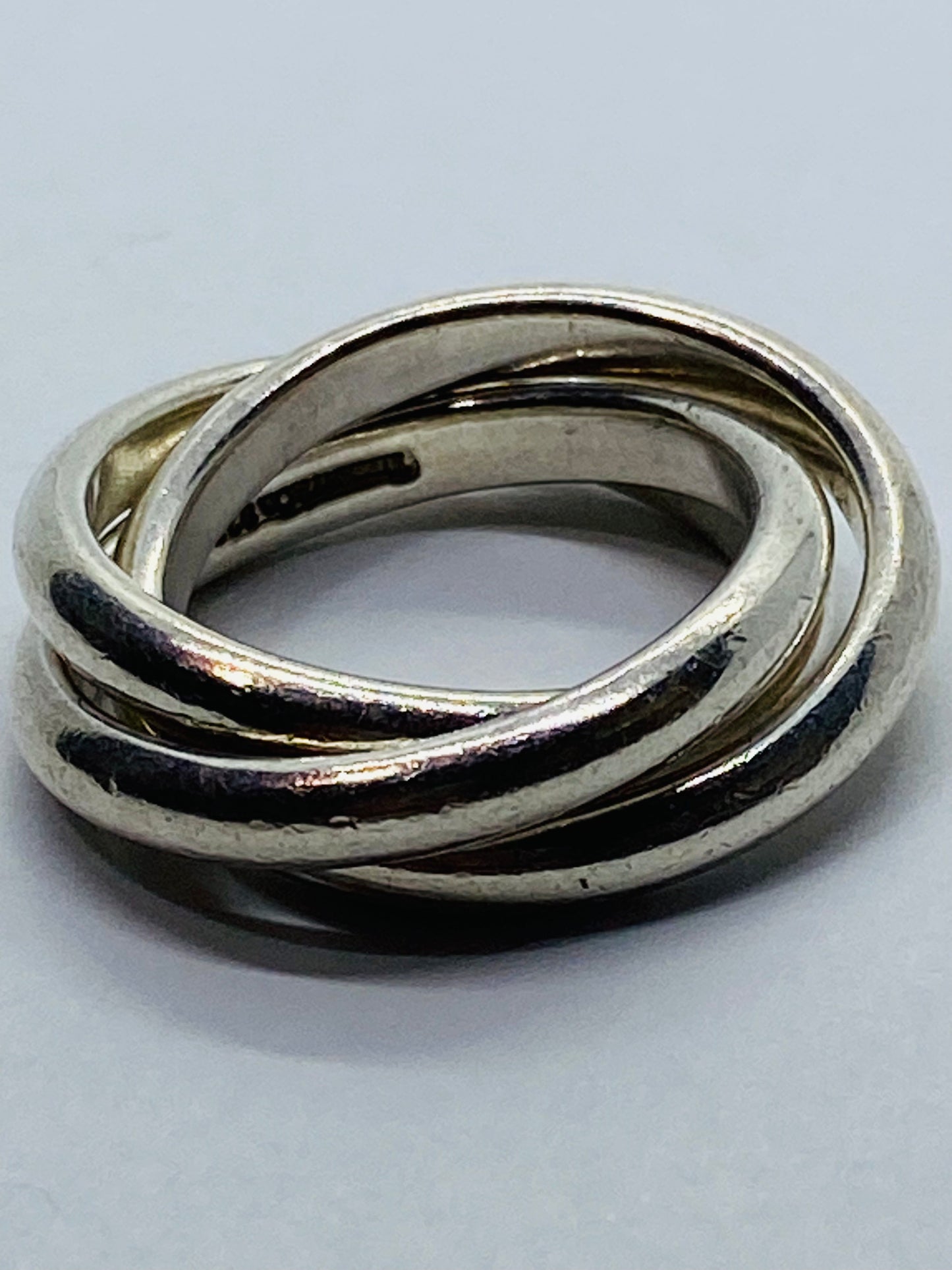 Tiffany & Co. 925 Sterling Silver Triple Rolling 3 Three Band Stack Ring Size 5