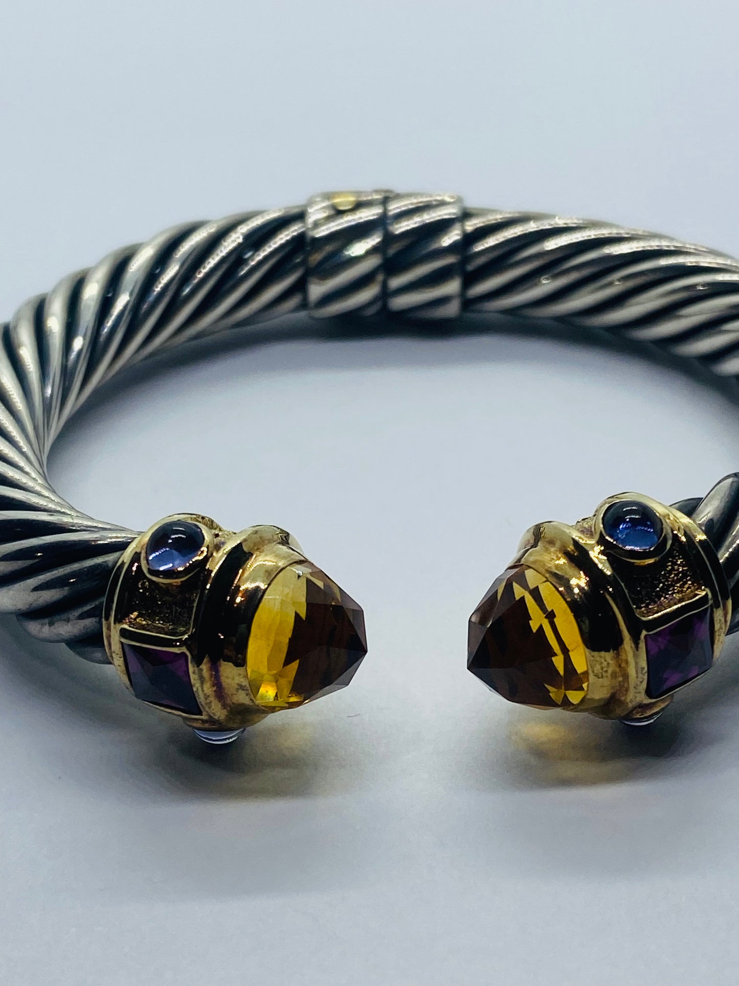 David Yurman 925 14K Gold 10MM Renaissance Bracelet Citrine Amethyst Tourmaline