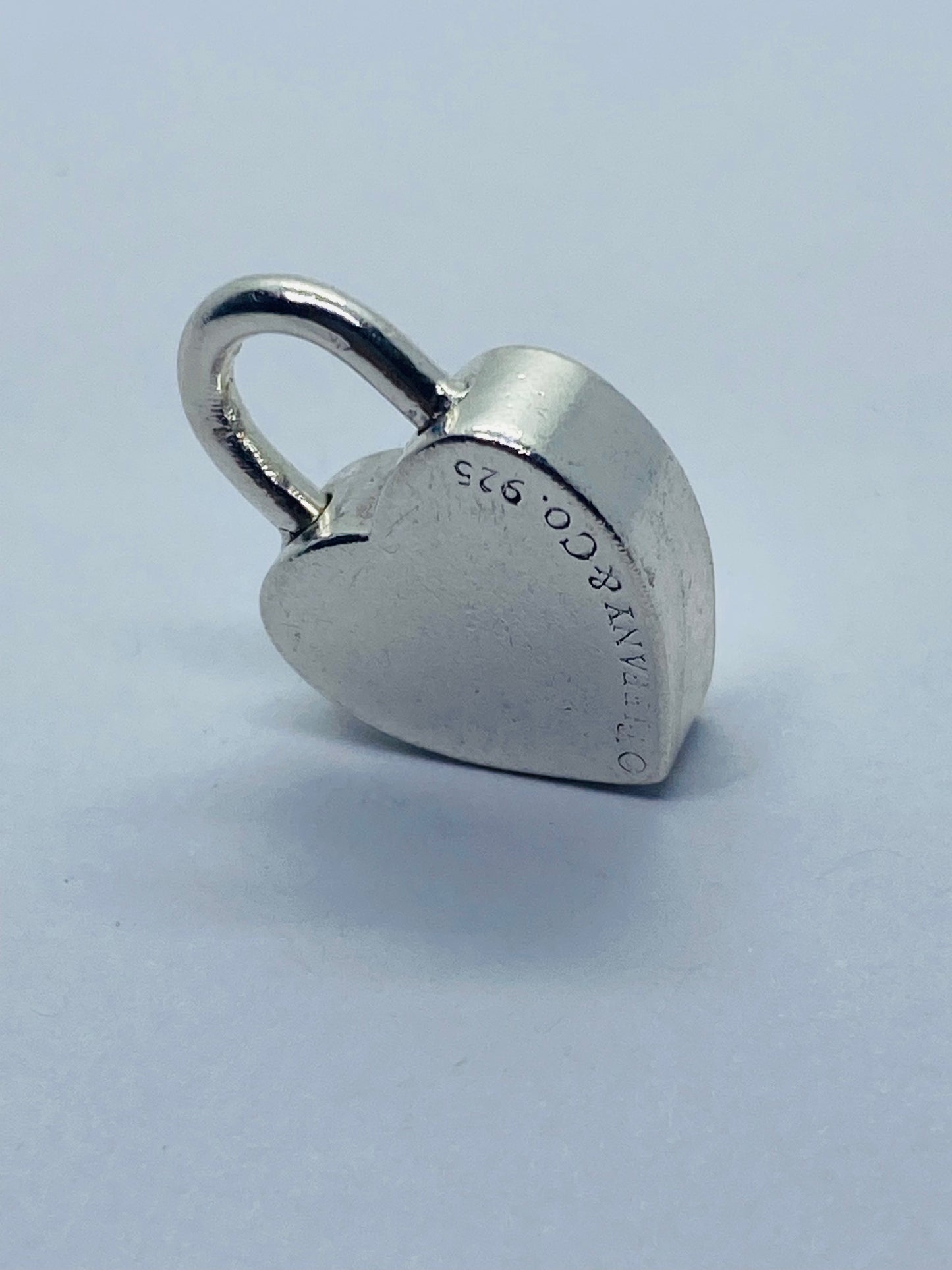 Tiffany & Co Silver Mom Heart Padlock Charm Pendant