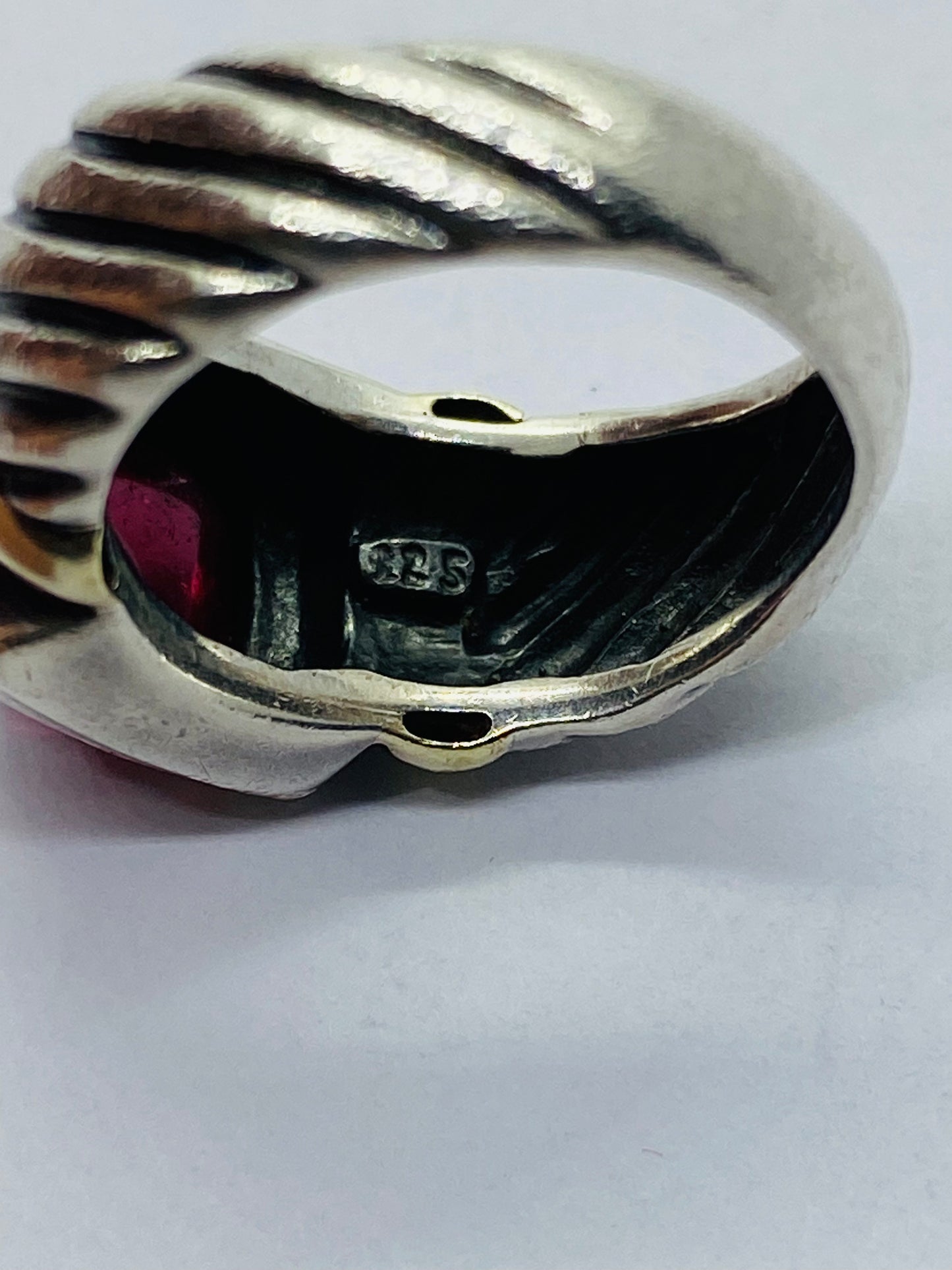 David Yurman Sterling Silver 925 14k 585 Gold & Pink Tourmaline Ring
