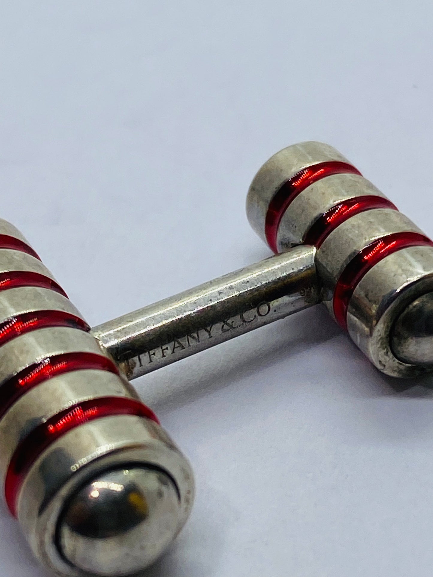 Tiffany & Co Paloma Picasso Sterling Silver Cobalt Red Enamel Cuff Links