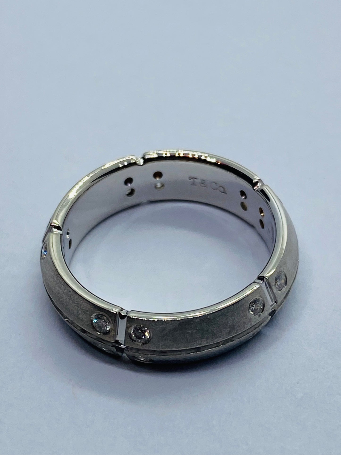 Tiffany & Co. 2000 Stream America 18K White Gold Diamond Band Ring - Size 5