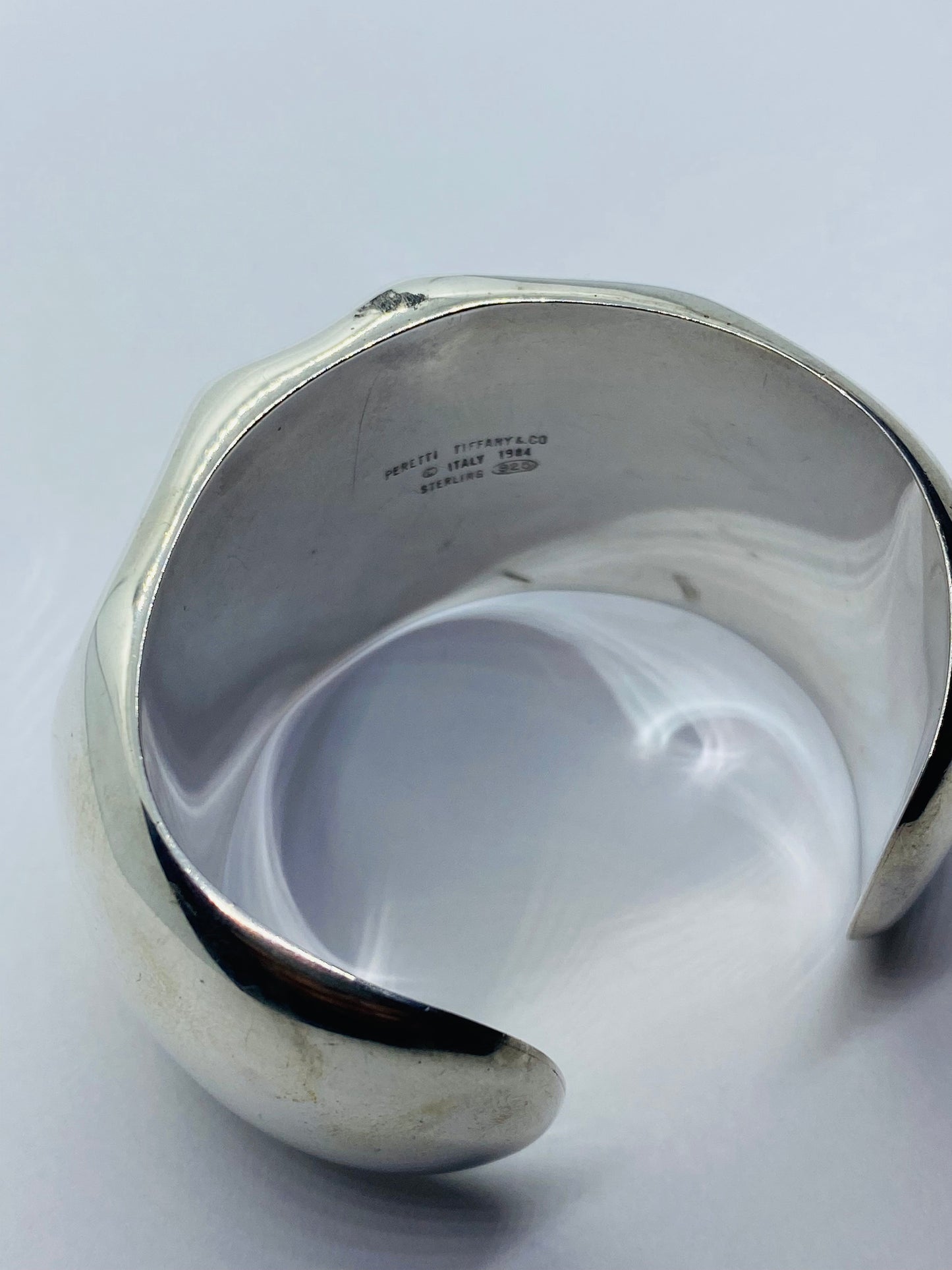 $1450 1984 Tiffany & Co. Elsa Peretti Faceted Sterling Silver Cuff Bracelet