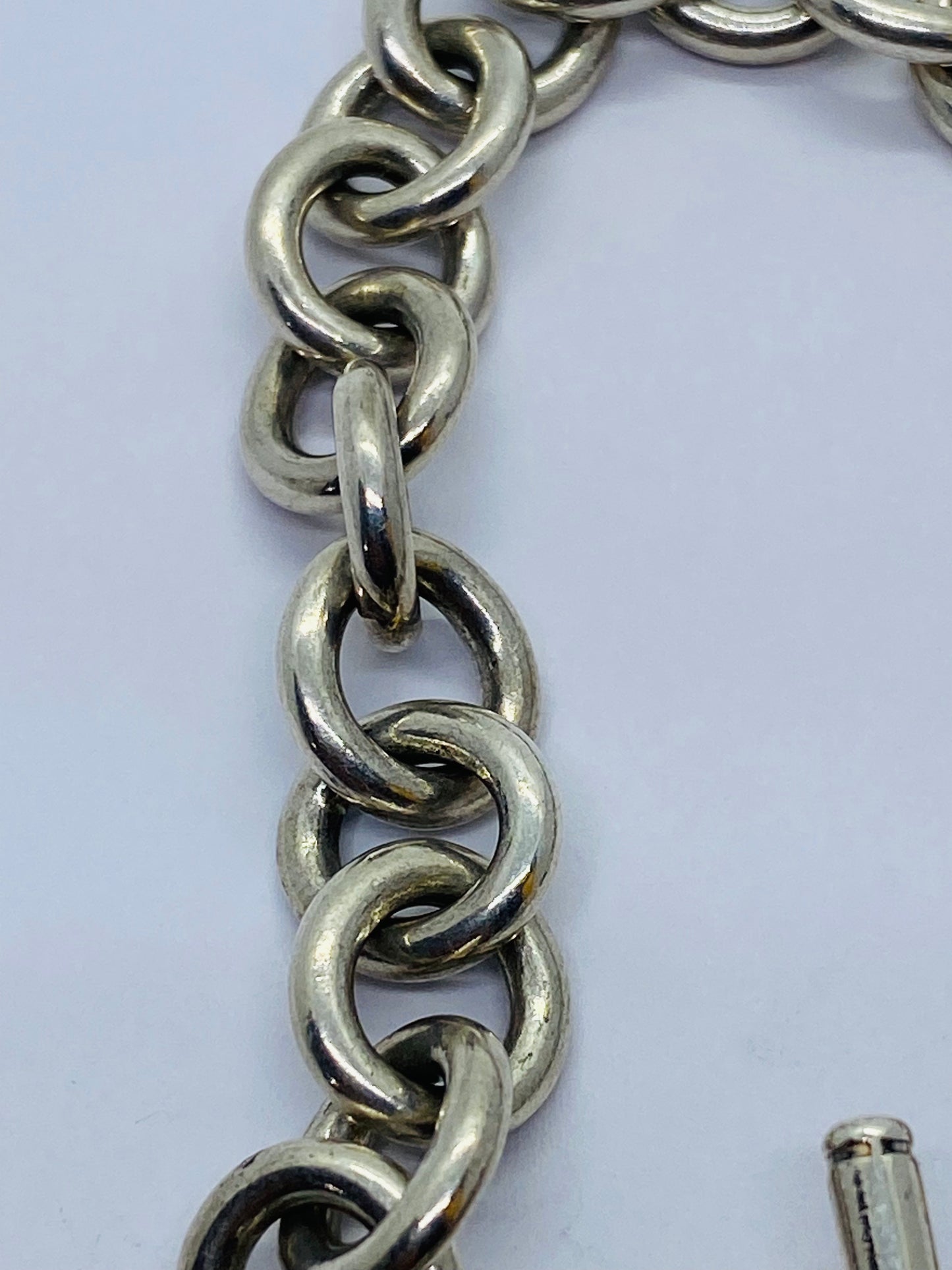 Return To Tiffany & Co 7.75” New Version Toggle Love Heart Bracelet Silver w Box