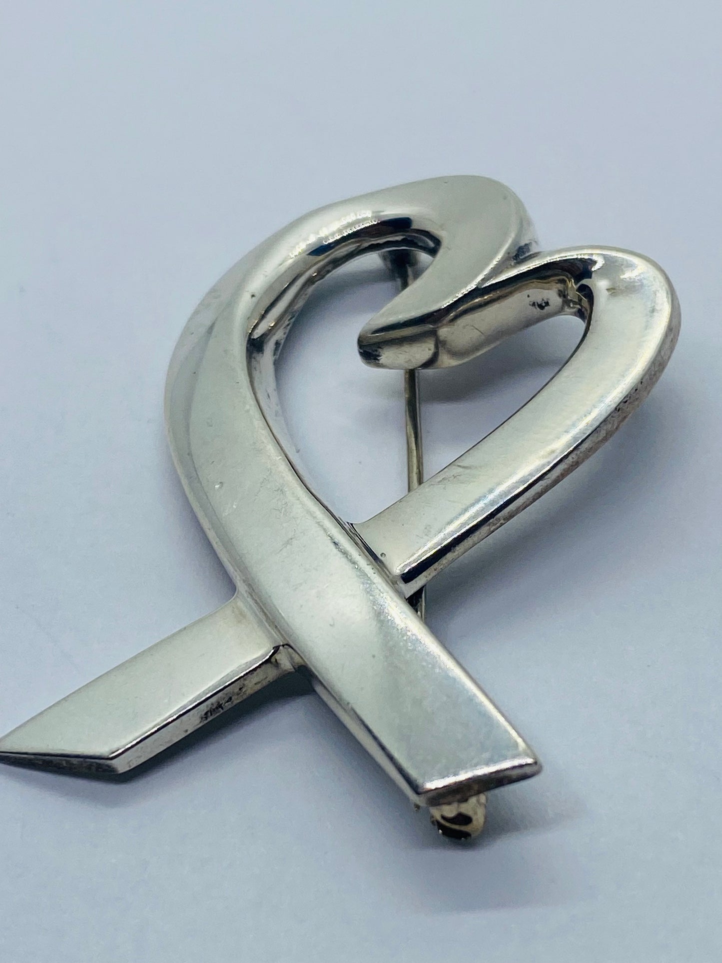 Tiffany & Co Paloma Picasso 925 Silver Silver Loving Open Heart Brooch LARGE