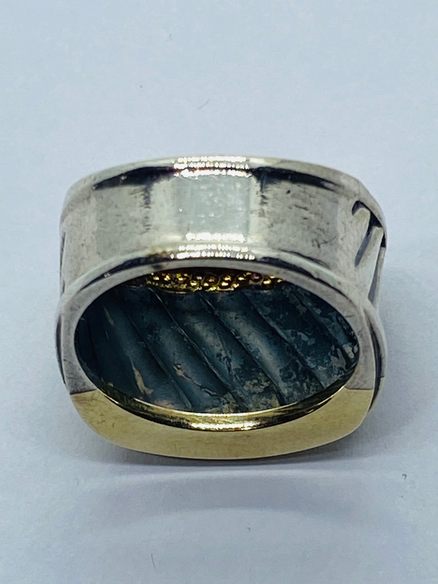 David Yurman Thoroughbred Ring 14K Gold Sterling Silver Cigar Cable Size 5.75