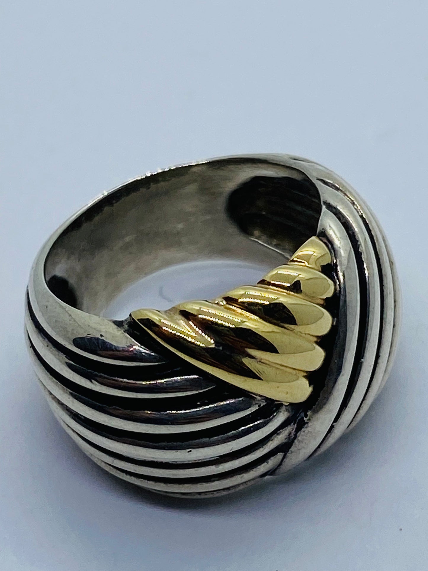 Vintage Tiffany & Co. 14K Gold and Sterling Silver Dome Ring Size 6.75