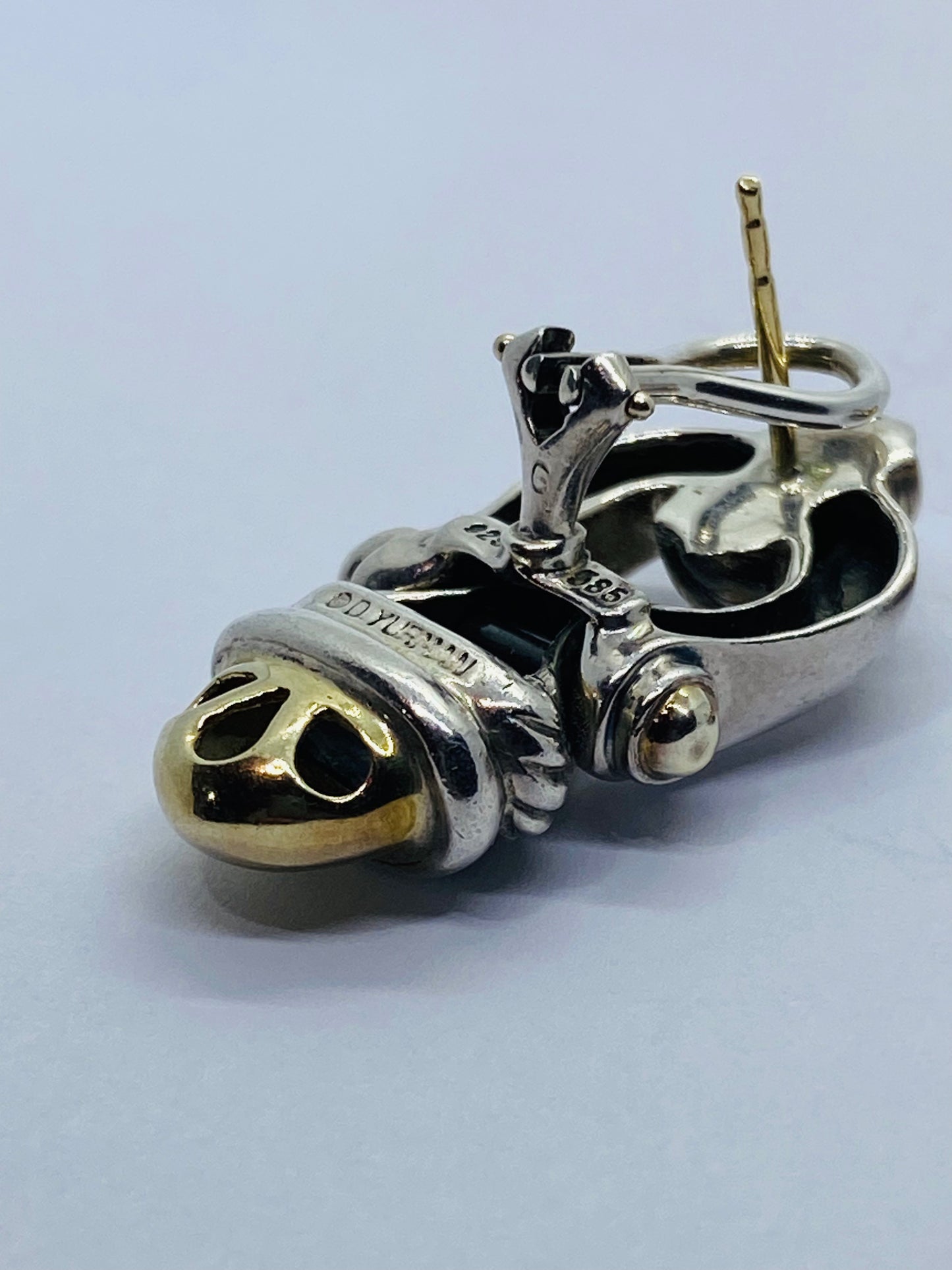 David Yurman Earrings Dangle Drop Acorn Cable Sterling Silver 925 14k Gold 585