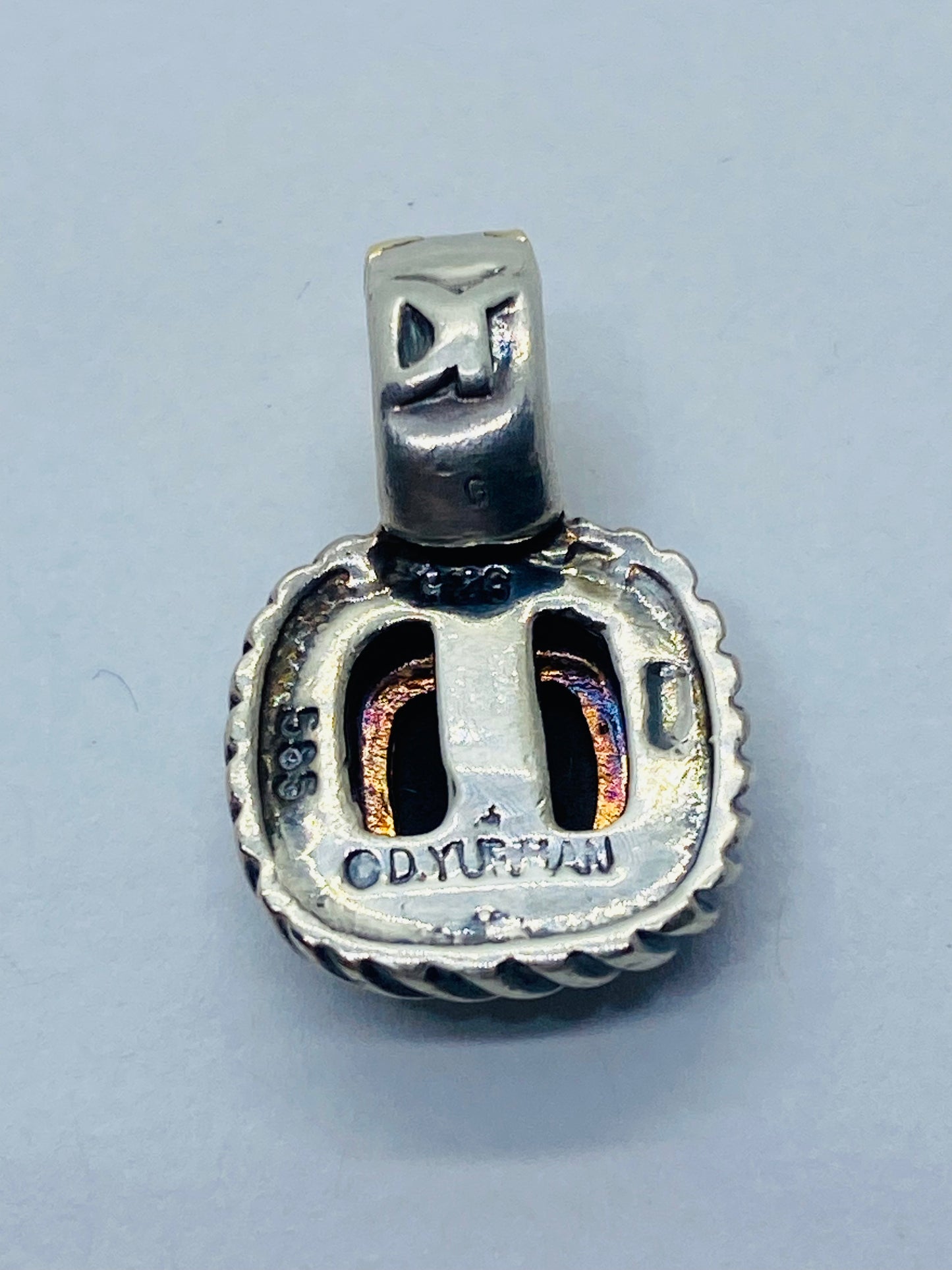 DAVID YURMAN 14KT GOLD & STERLING SILVER ALBION BLACK ONYX ENHANCER PENDANT