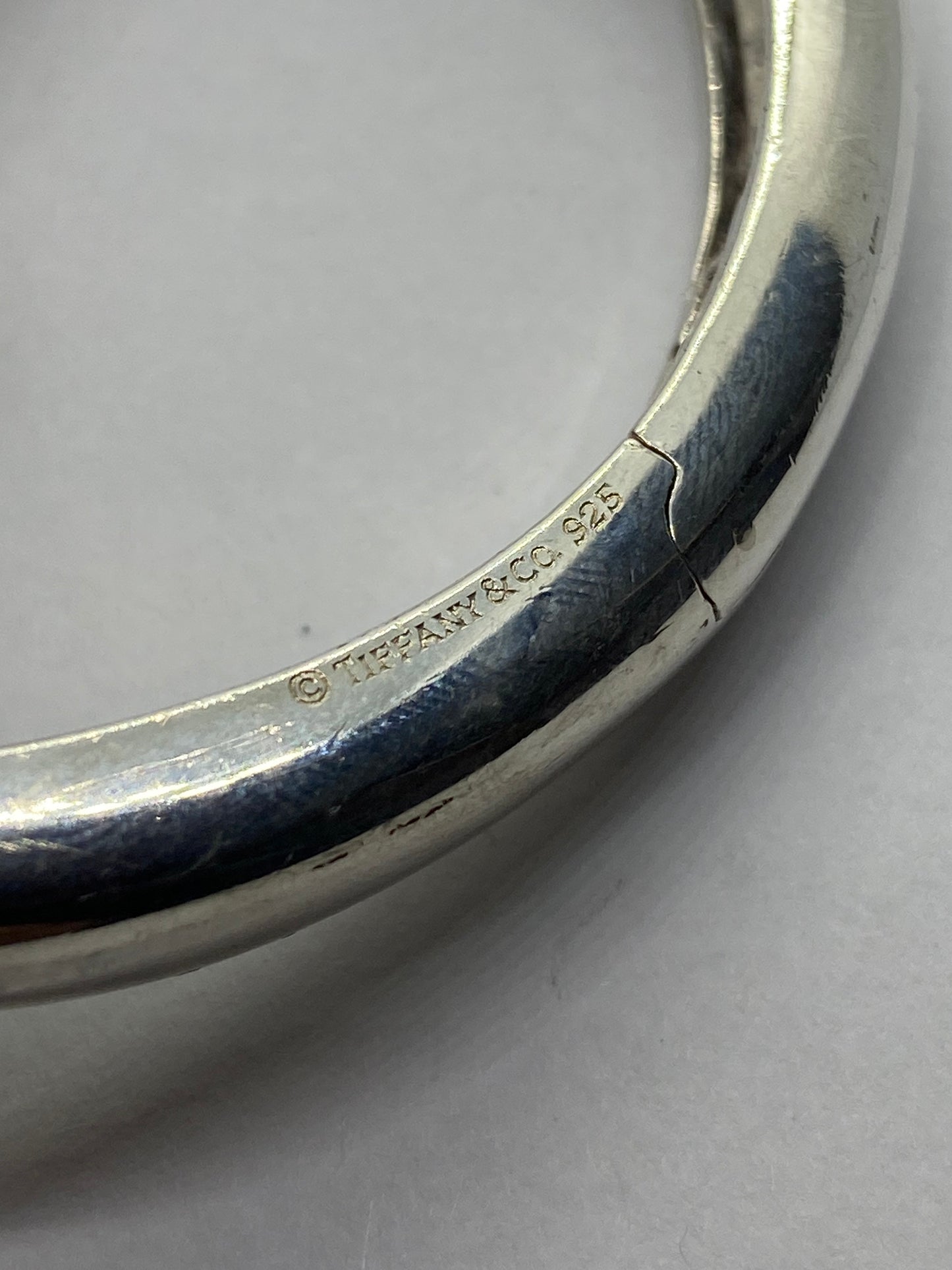 RARE Vintage Tiffany & Co Sterling Silver Agate Clamper Bangle Cuff Bracelet