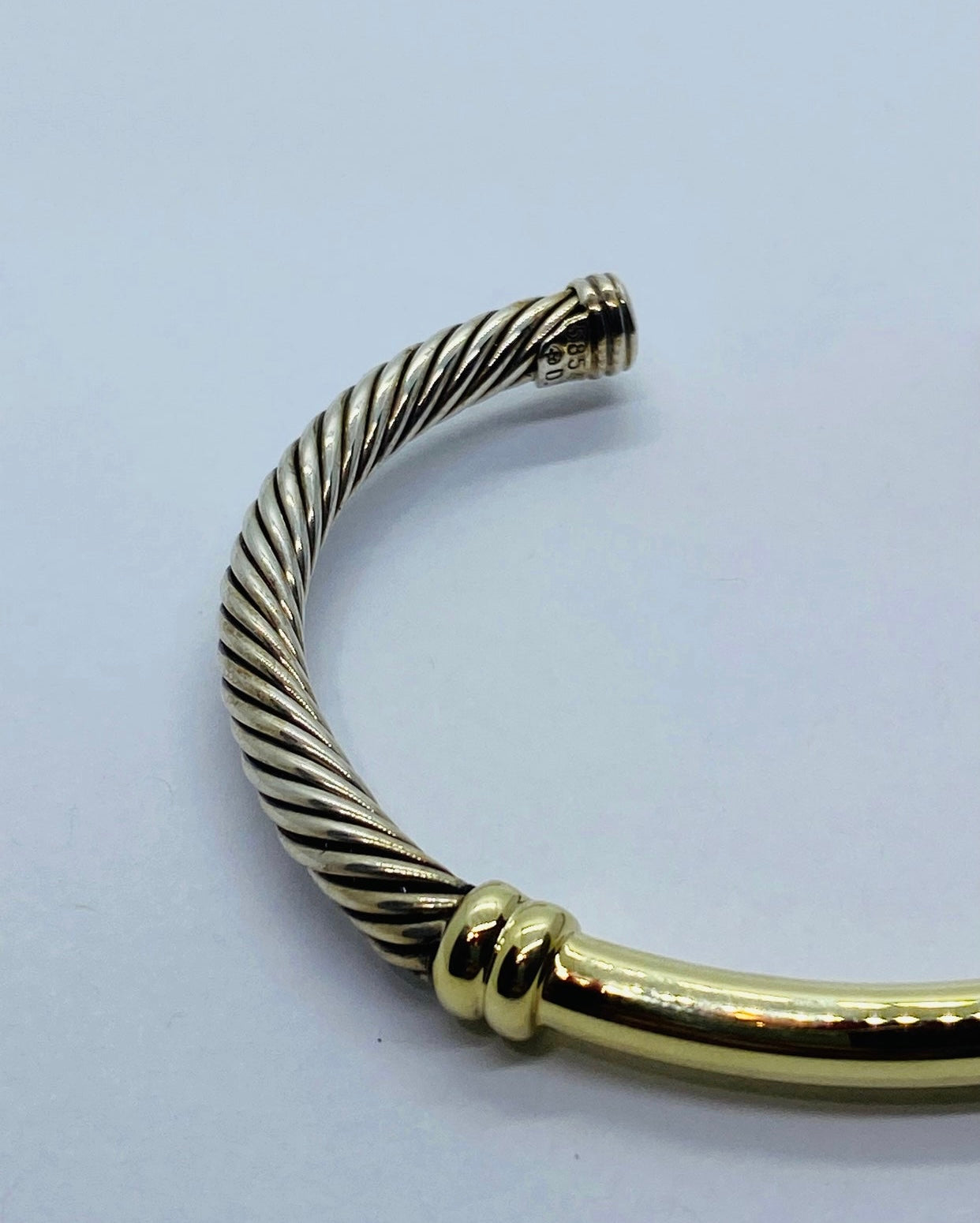 AUTHENTIC DAVID YURMAN SOLID 14K GOLD & STERLING SILVER CABLE BRACELET METRO