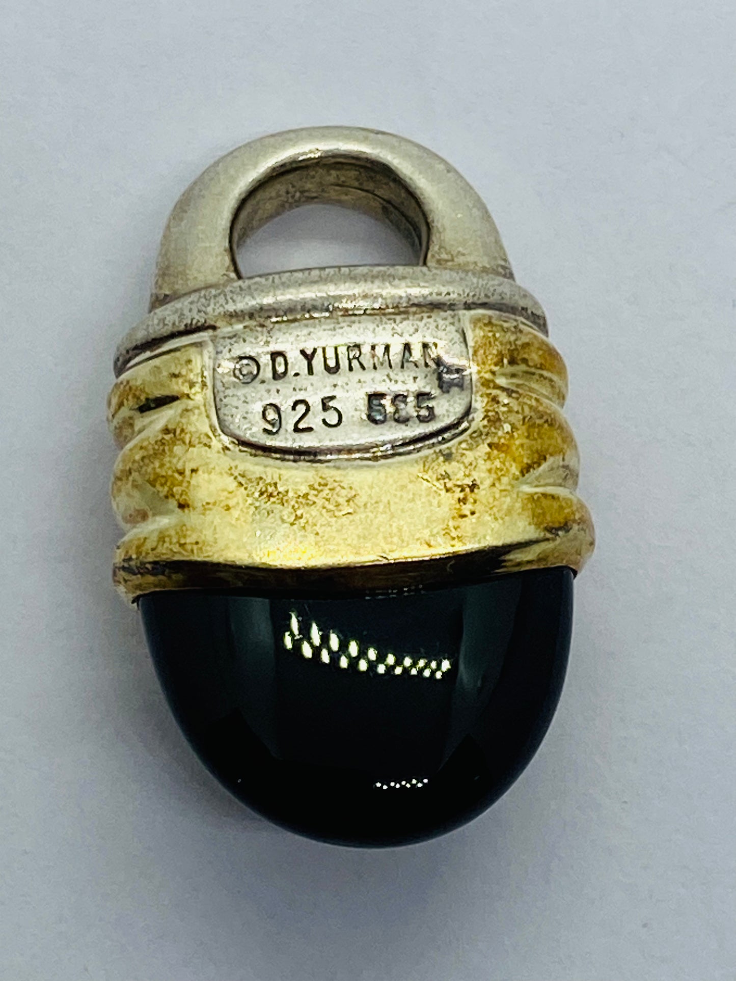 Rare David Yurman Tourmaline Black Onyx Renaissance Pendant in 14k Gold 925