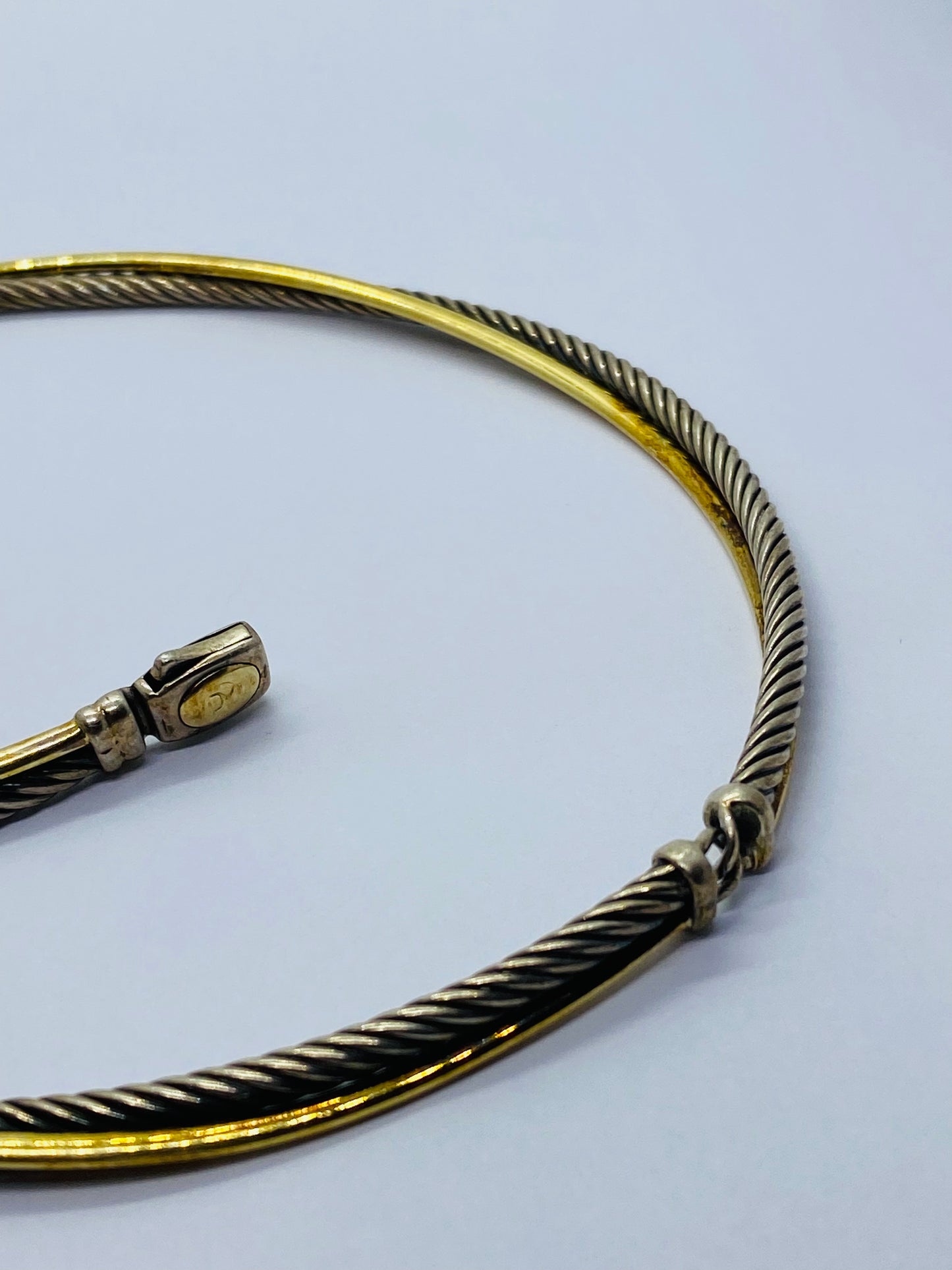 David Yurman Crossover Cable Choker Necklace 15" Sterling 925 & Yellow Gold 18k