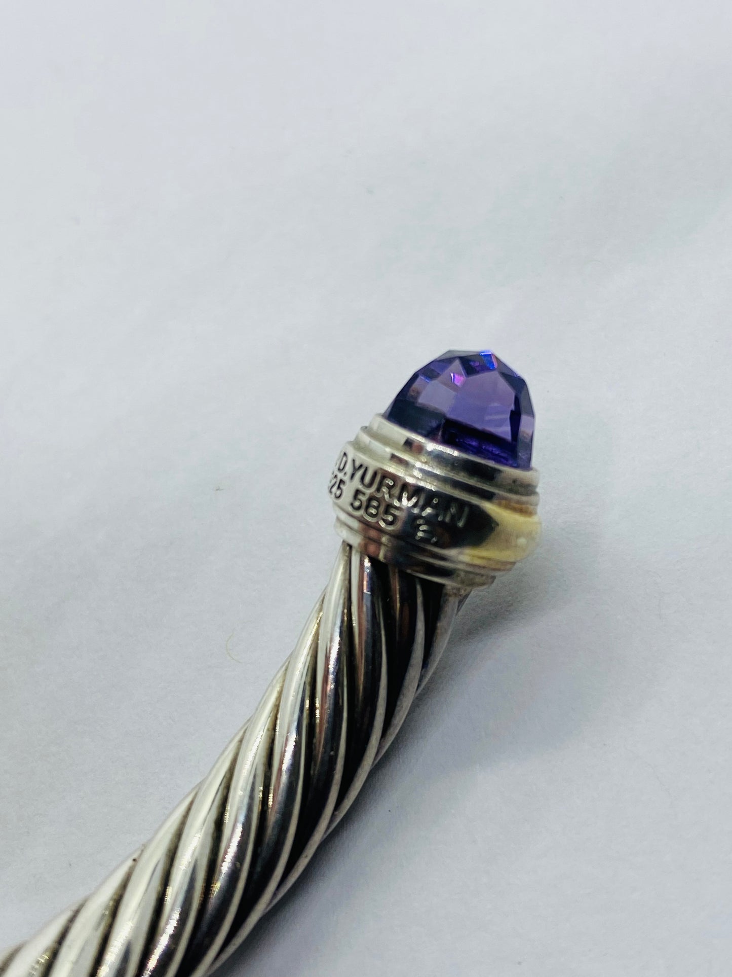 7MM David Yurman Cable Classic Bracelet Amethyst 14K Yellow Gold 2.25”