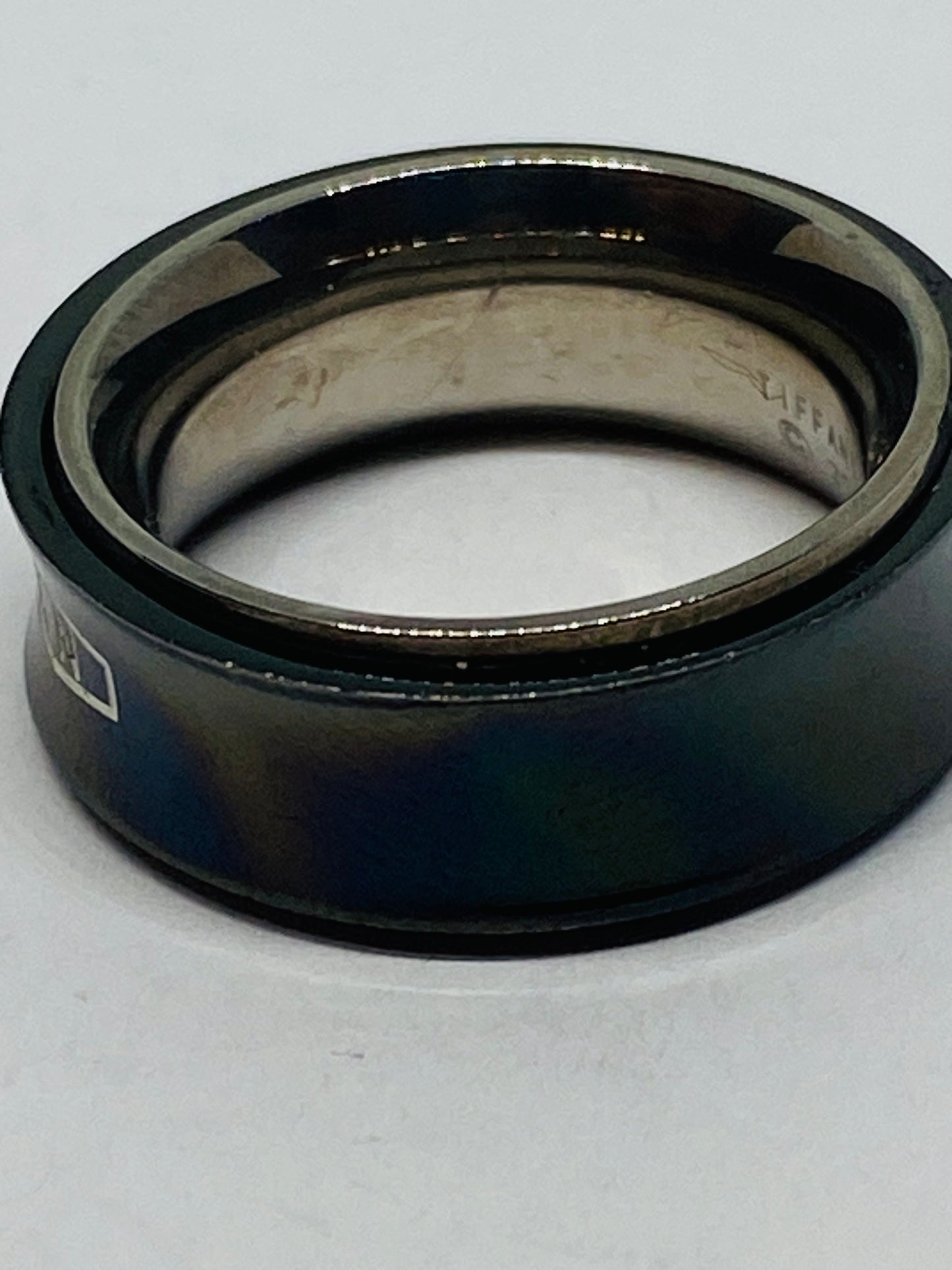 TIFFANY & CO SILVER TITANIUM 1837 RING SIZE 5.5 POUCH INCLUDED