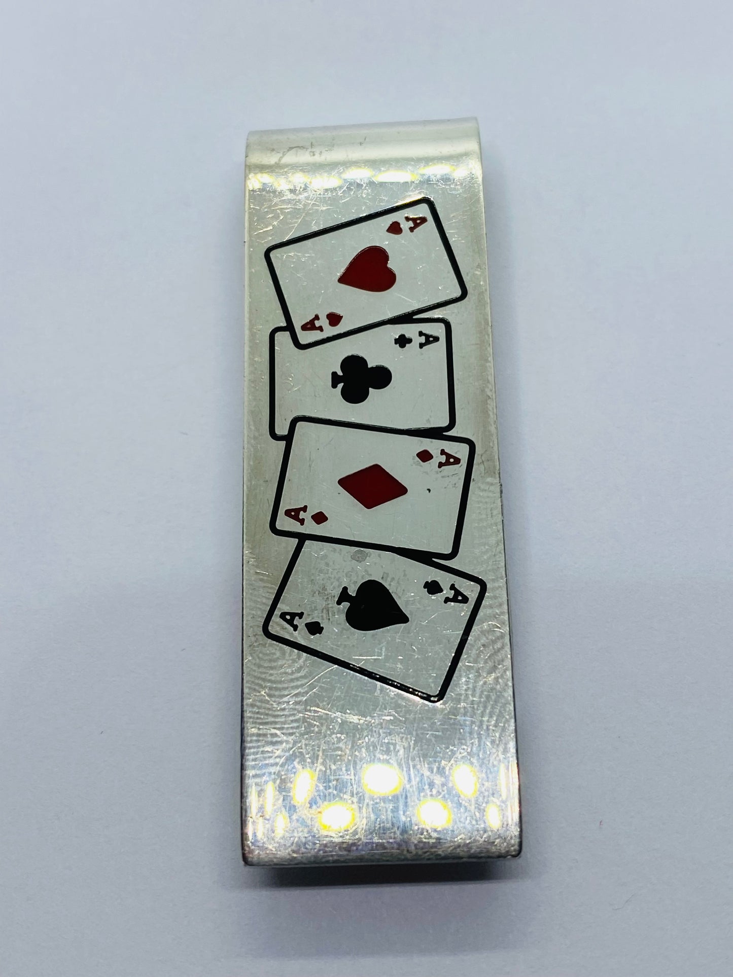 Tiffany & Co Diamond Ace Spade Heart Silver Enamel Poker Card Money Clip