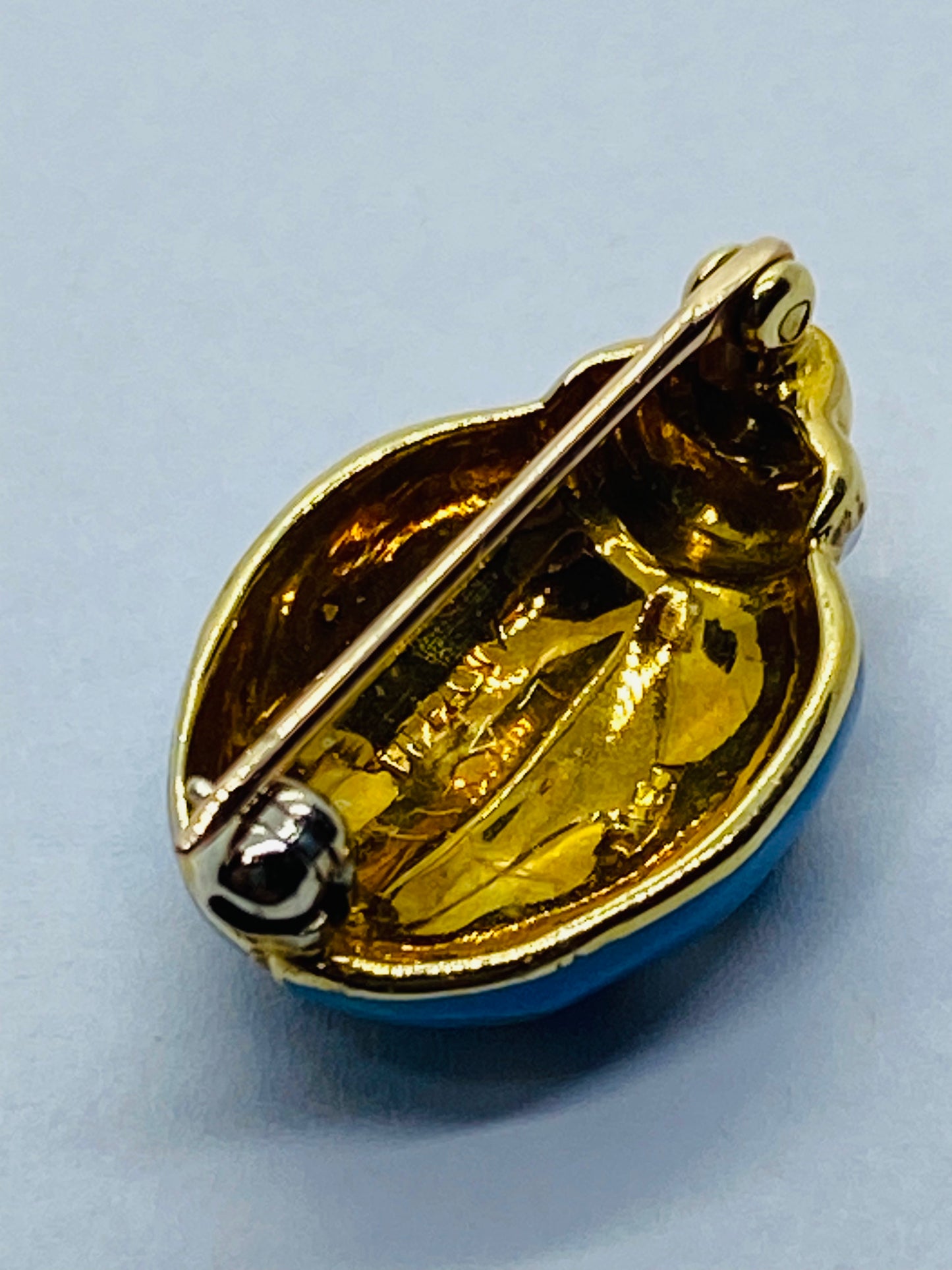 Tiffany & Co 18K Gold Enamel Blue White Hearts Lady bug Pin Brooch Rare