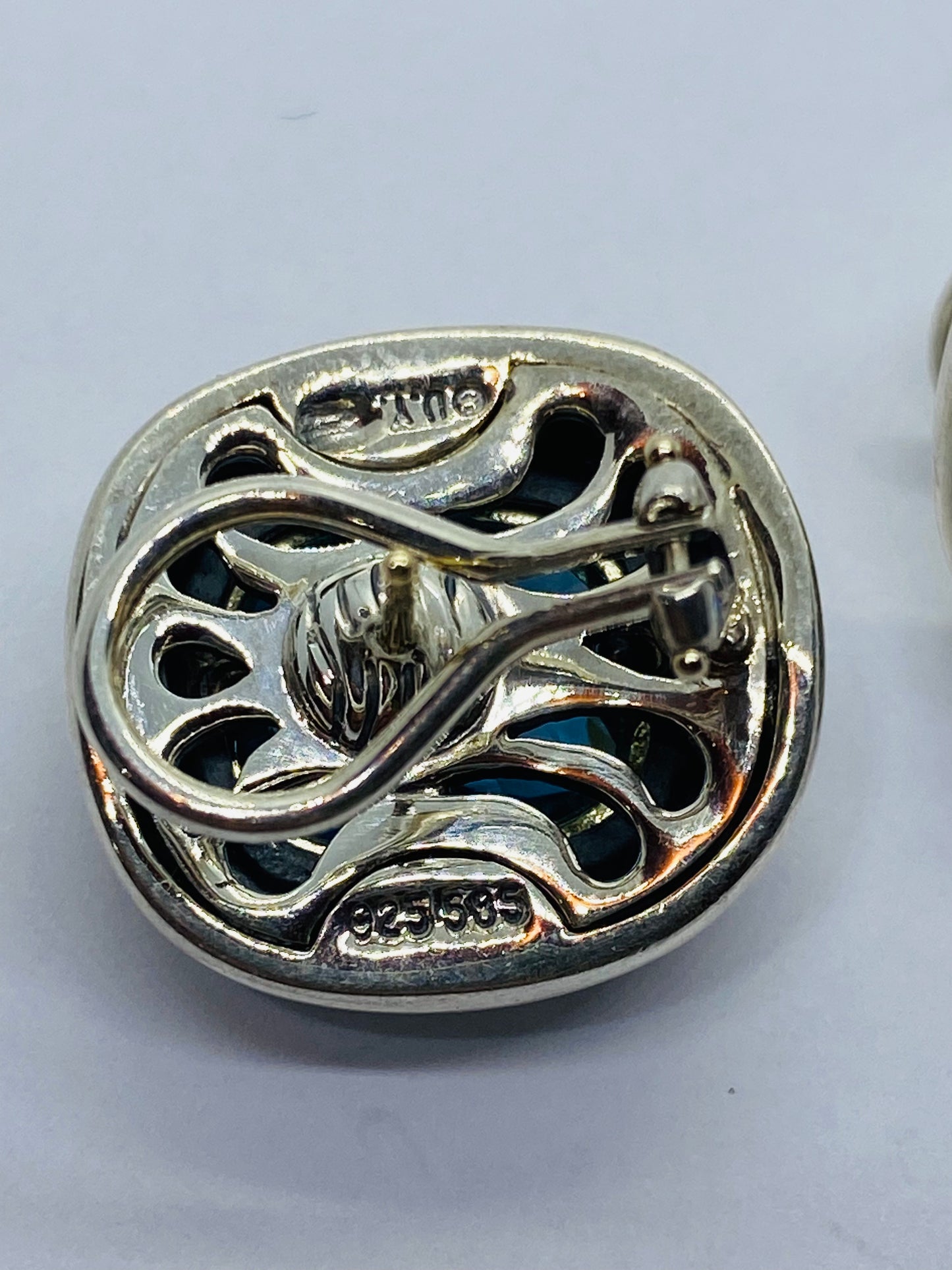 David Yurman Sterling Silver 14K Gold Albion Cushion Cut Blue Topaz Earrings