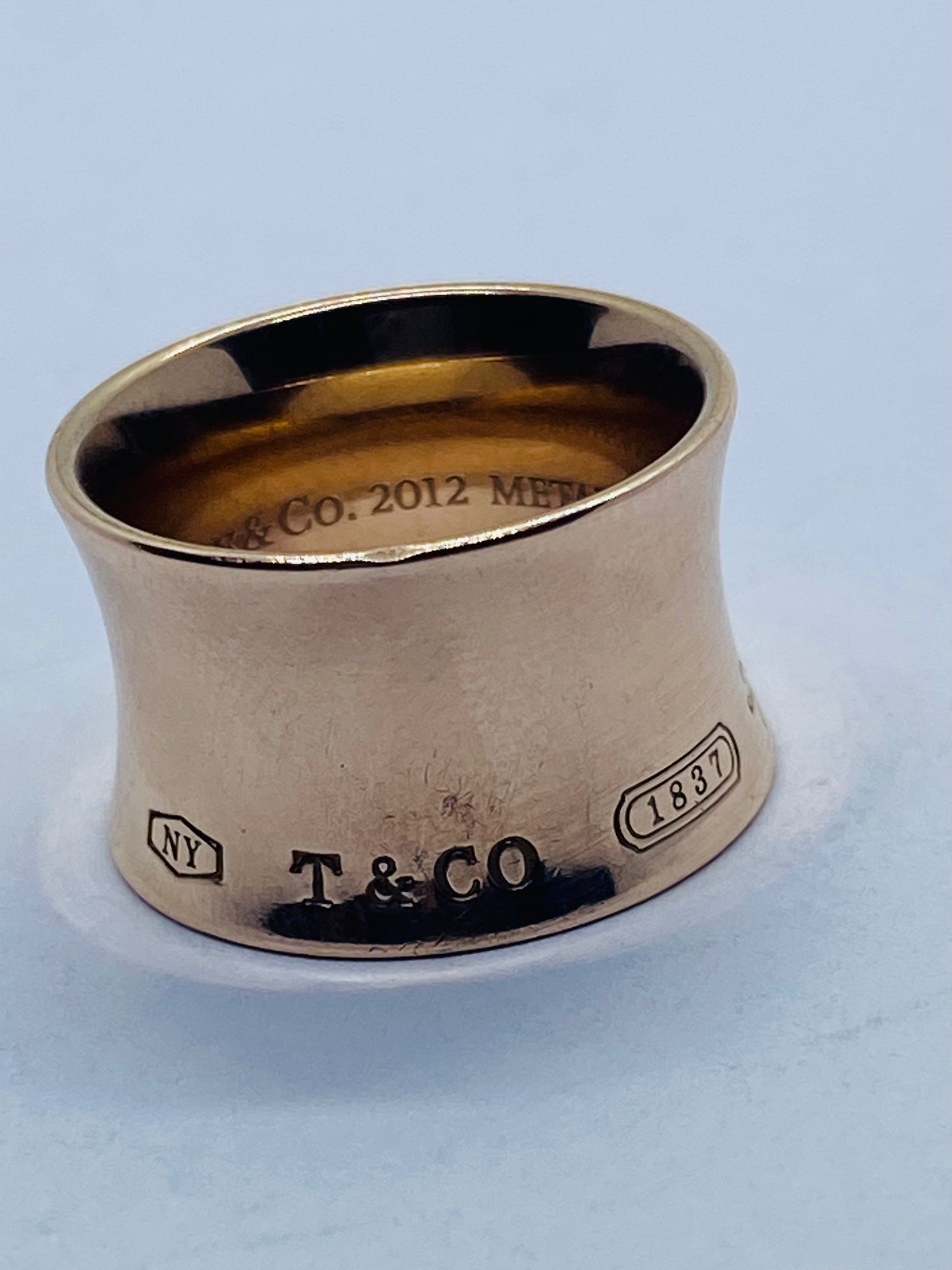 Tiffany & Co. Rubedo Metal 1837 Wide Concave Ring Size 4 Pouch Box