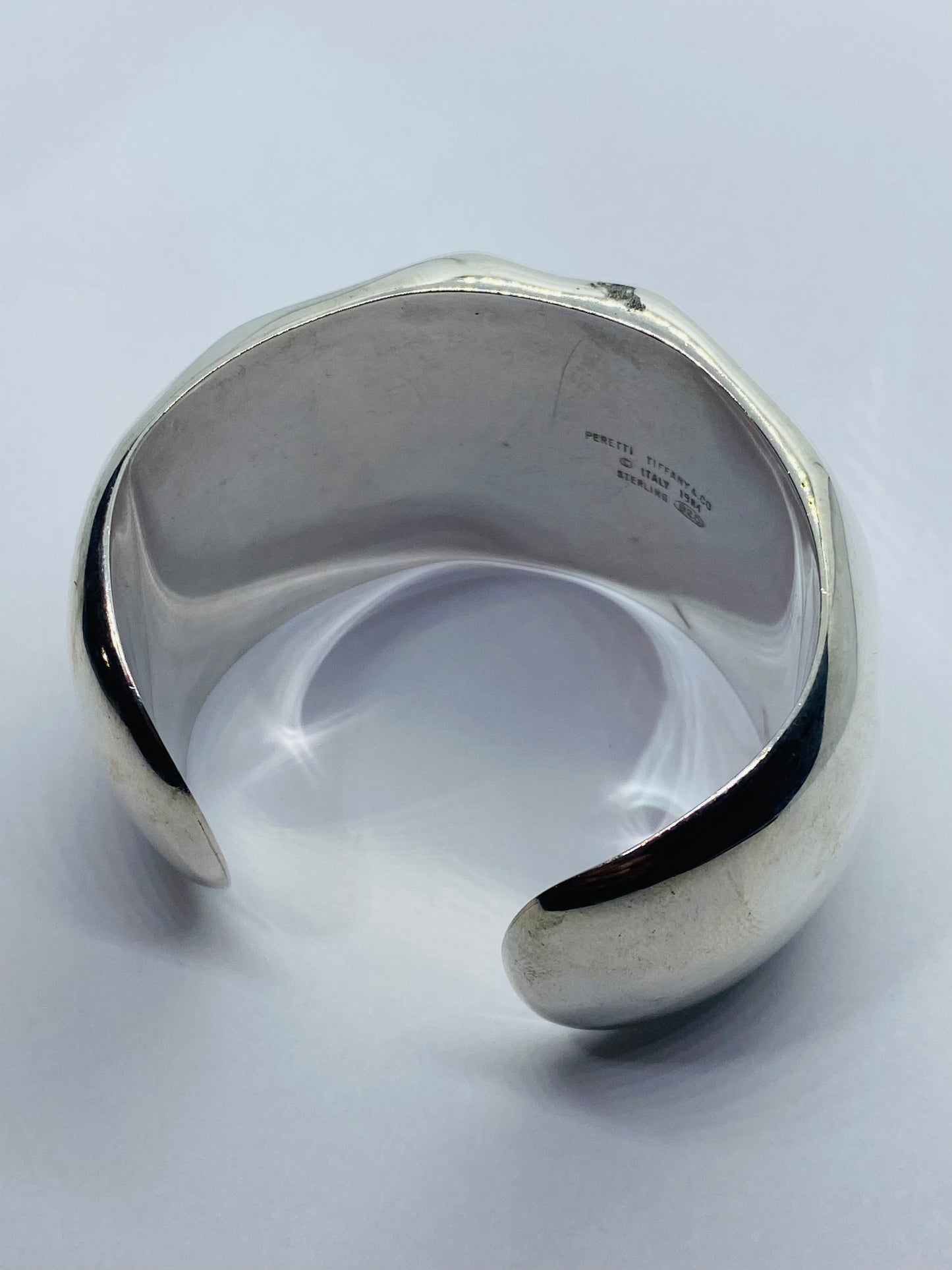 $1450 1984 Tiffany & Co. Elsa Peretti Faceted Sterling Silver Cuff Bracelet