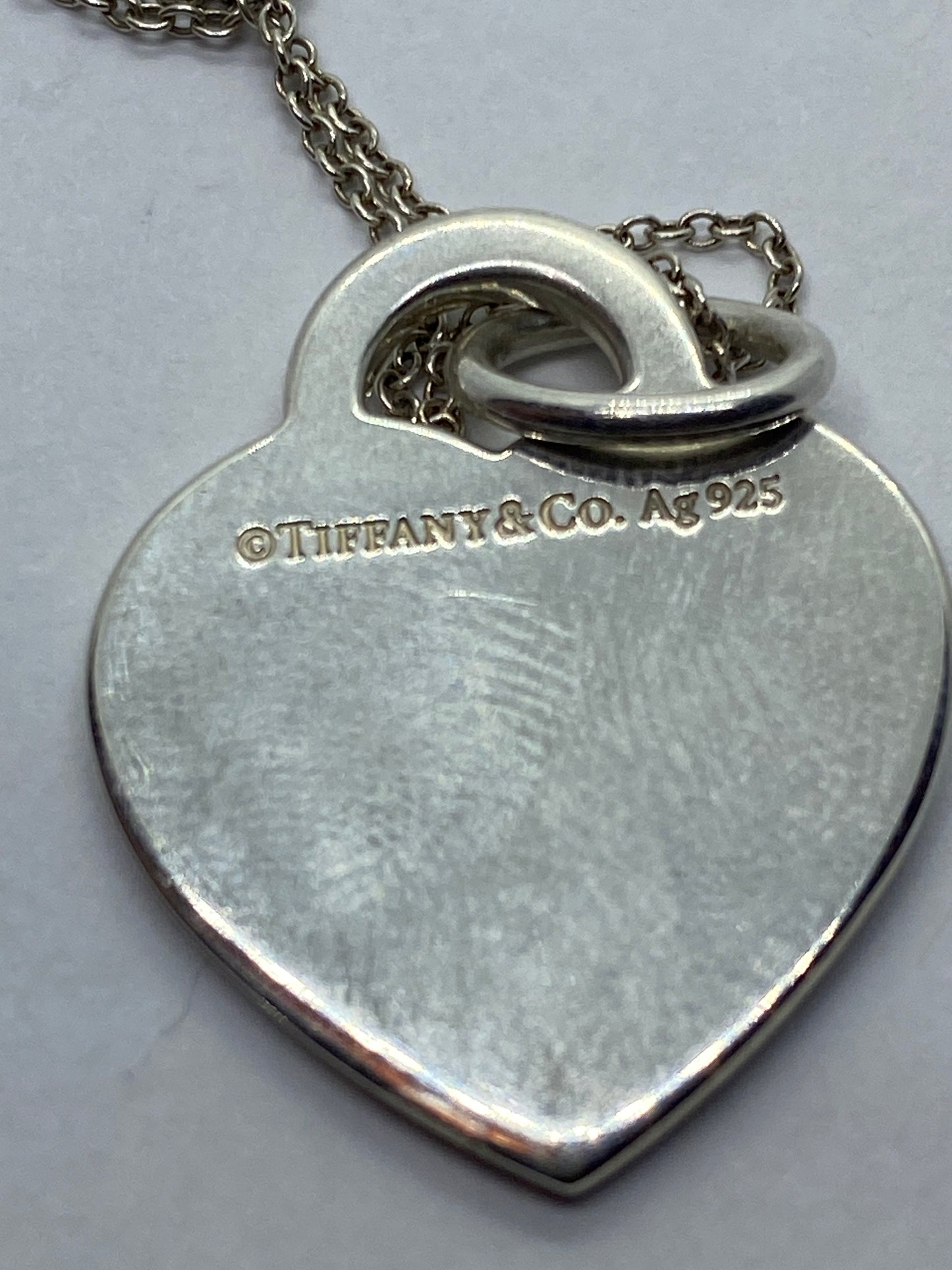 Tiffany & Co Silver Alphabet A Heart Charm Pendant Necklace 18” Long