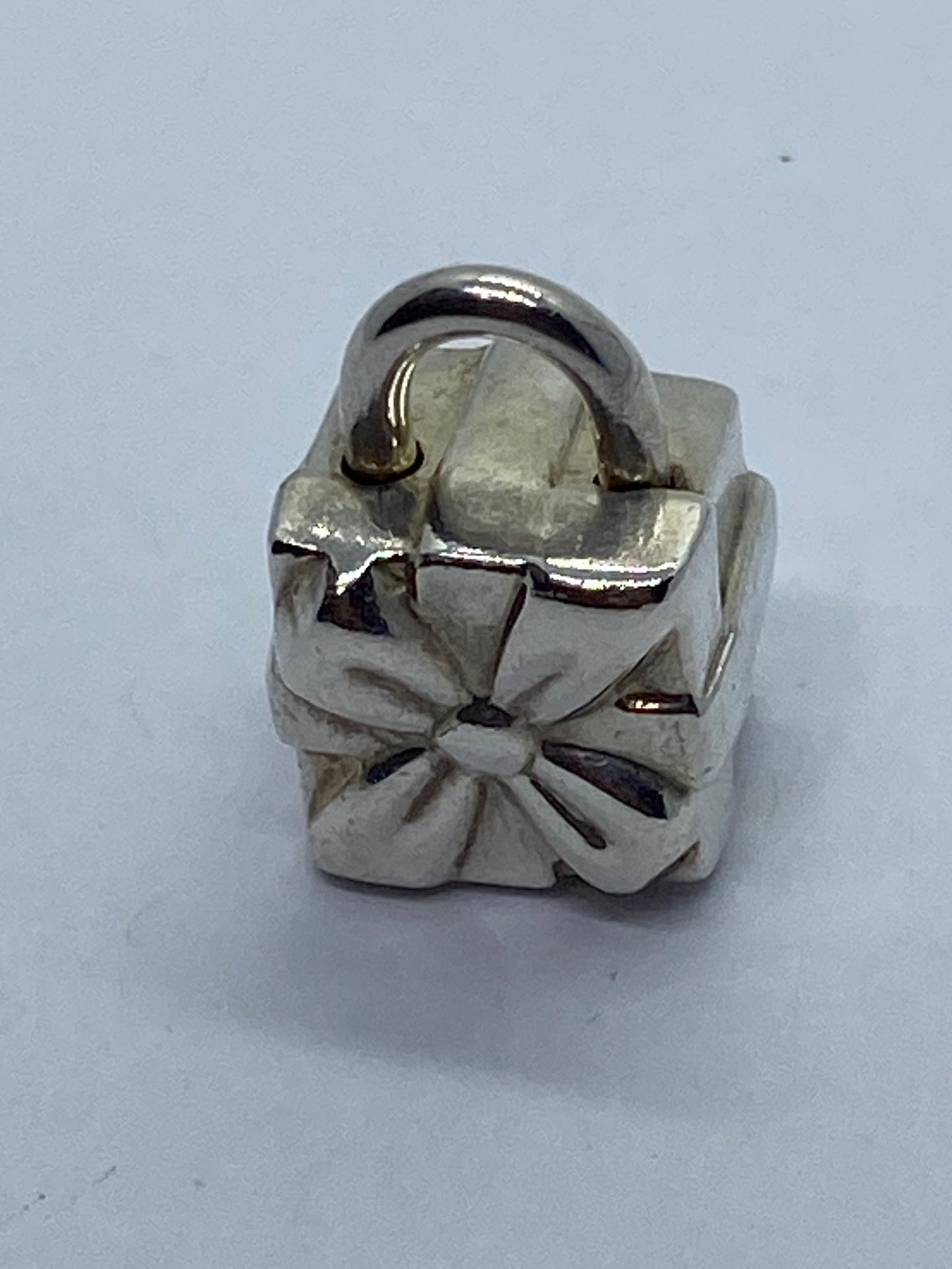 Tiffany & Co Silver Signature Gift Box Padlock Charm Pendant OPENS