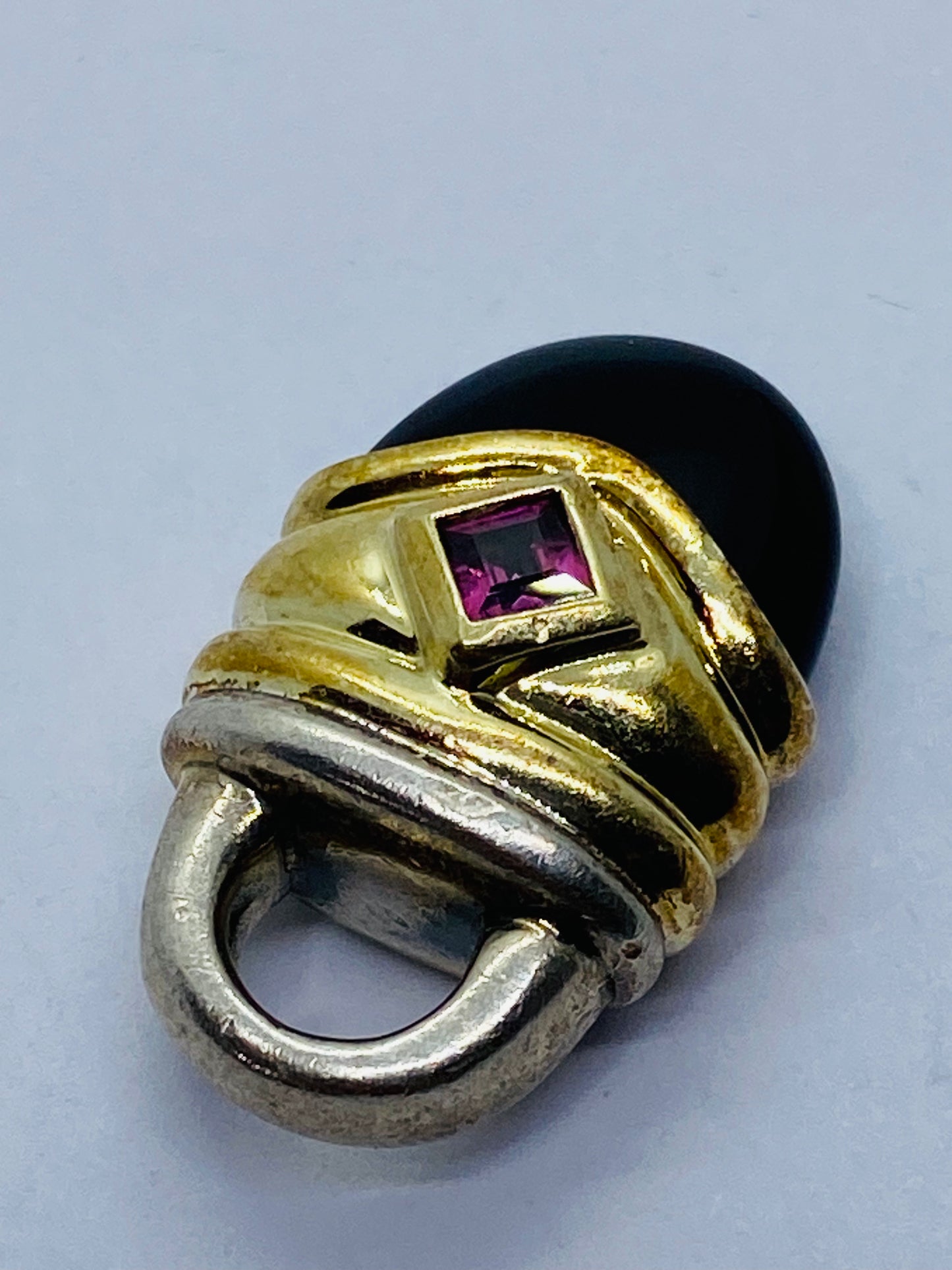 Rare David Yurman Tourmaline Black Onyx Renaissance Pendant in 14k Gold 925