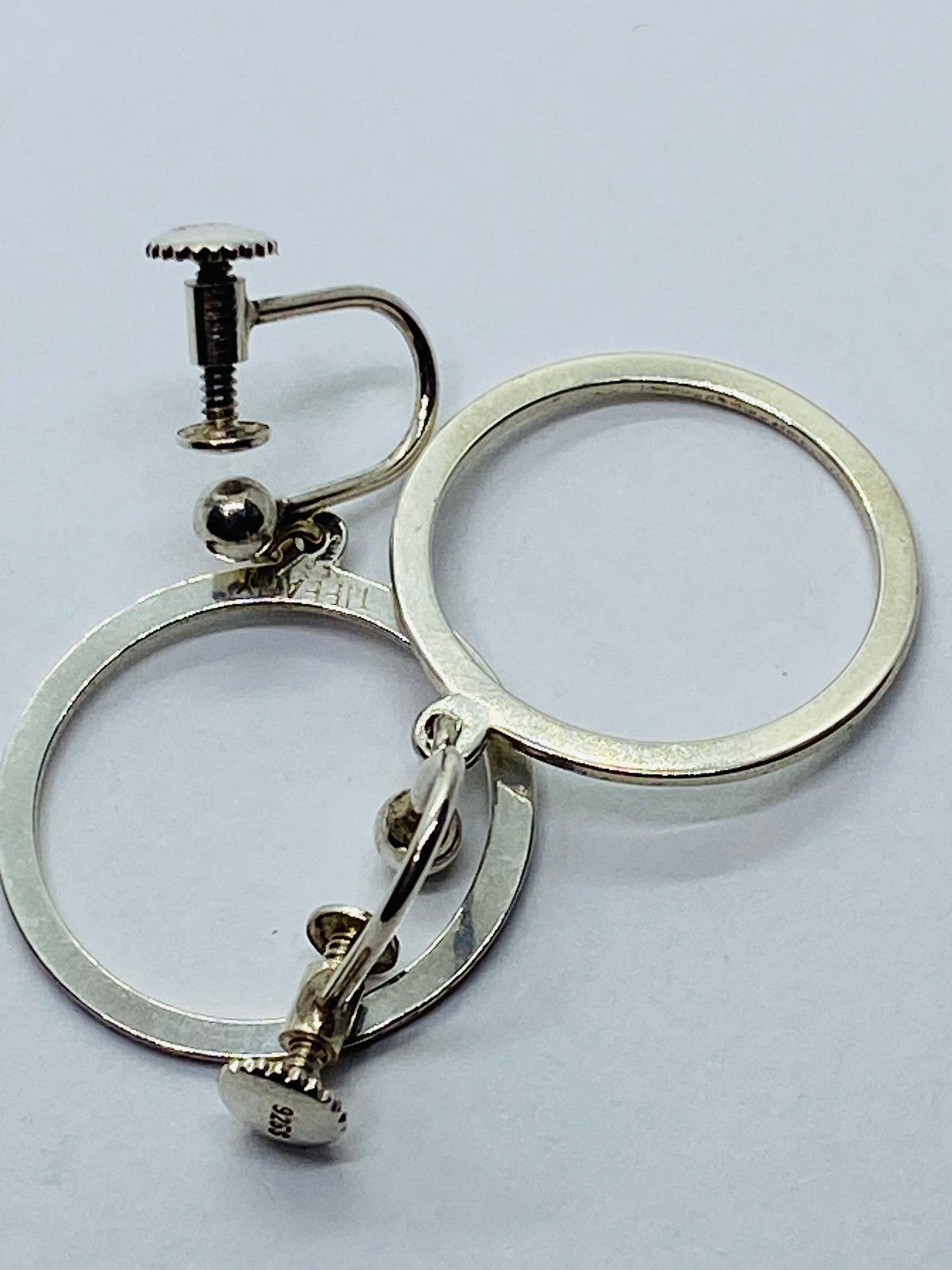 Tiffany & Co Sterling Silver 925 Screw Back Circle Dangle Earrings 28MM