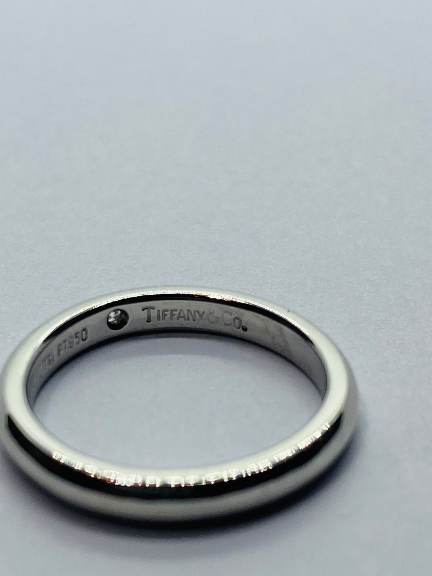 TIFFANY & CO PERETTI PT950 Platinum Single Diamond Wedding Band Stack Ring 5