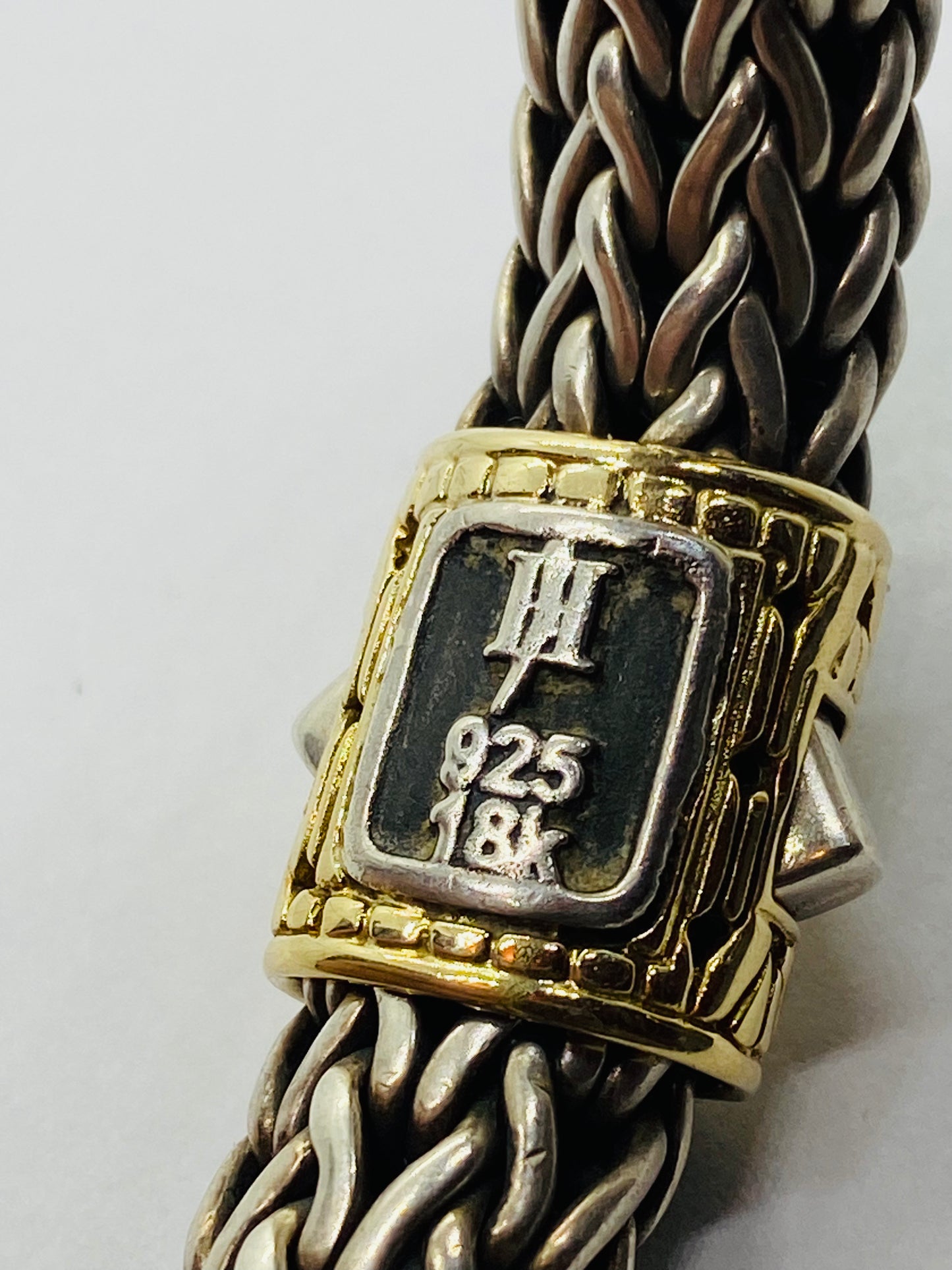 John Hardy 11MM Sterling Silver 18k Gold Wheat Chain Bracelet 7.5” 70.8 Grams