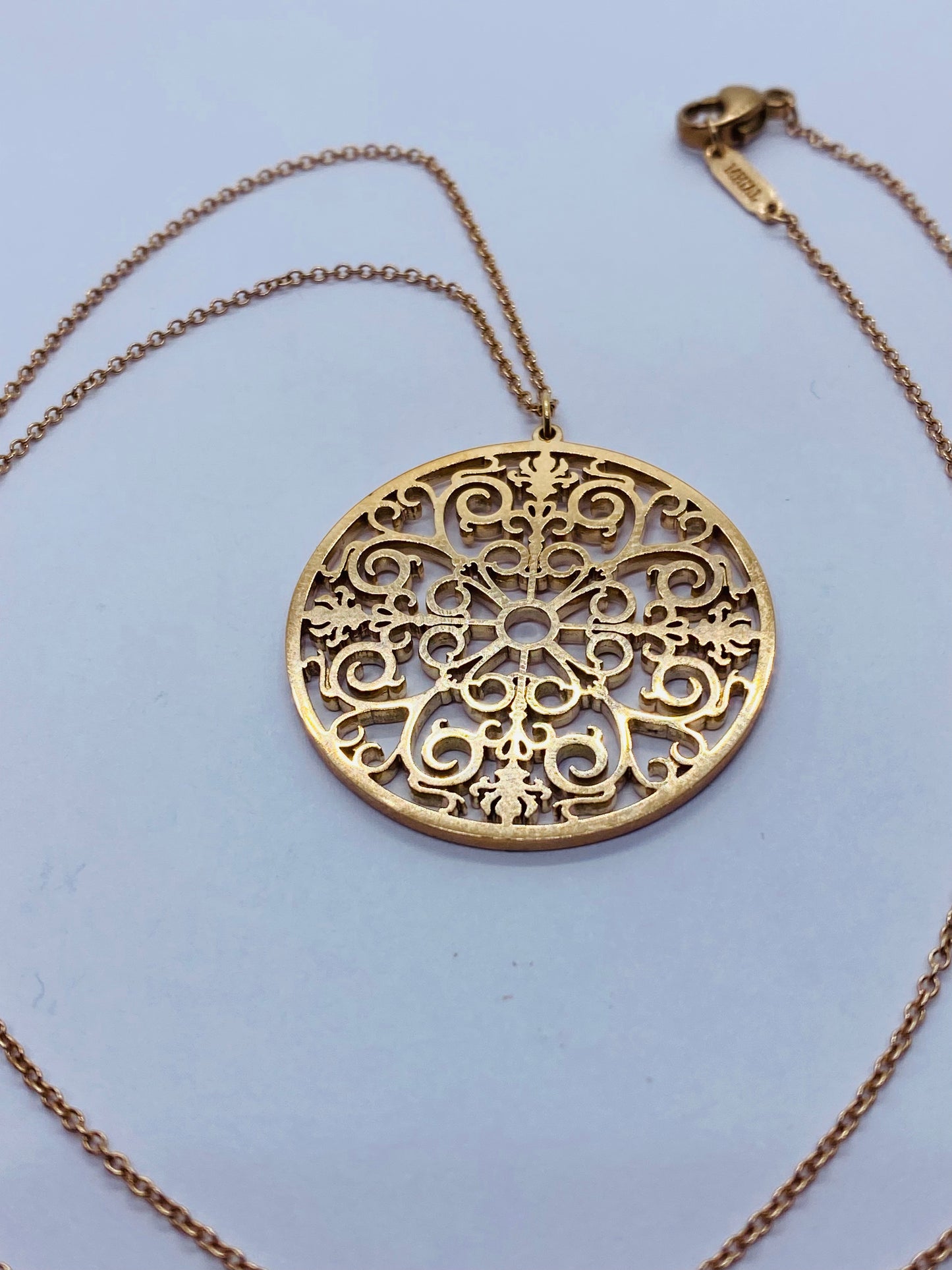 Tiffany & Co. Pink Rubedo Metal Enchant Circle Pendant Necklace 20"