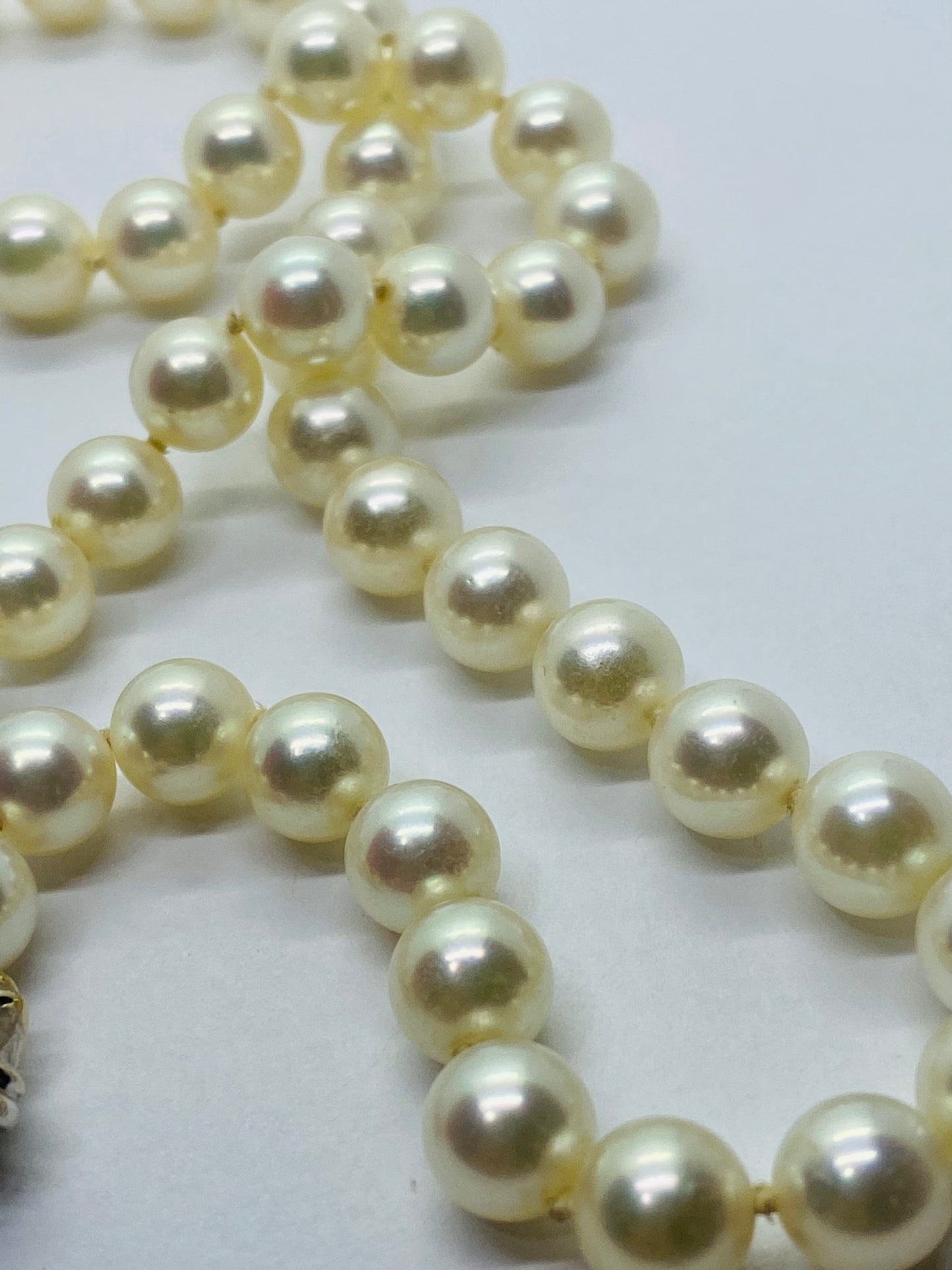 Tiffany & Co. 18k White Gold Signature X Clasp 7-7.5mm Pearl Necklace 16.5”