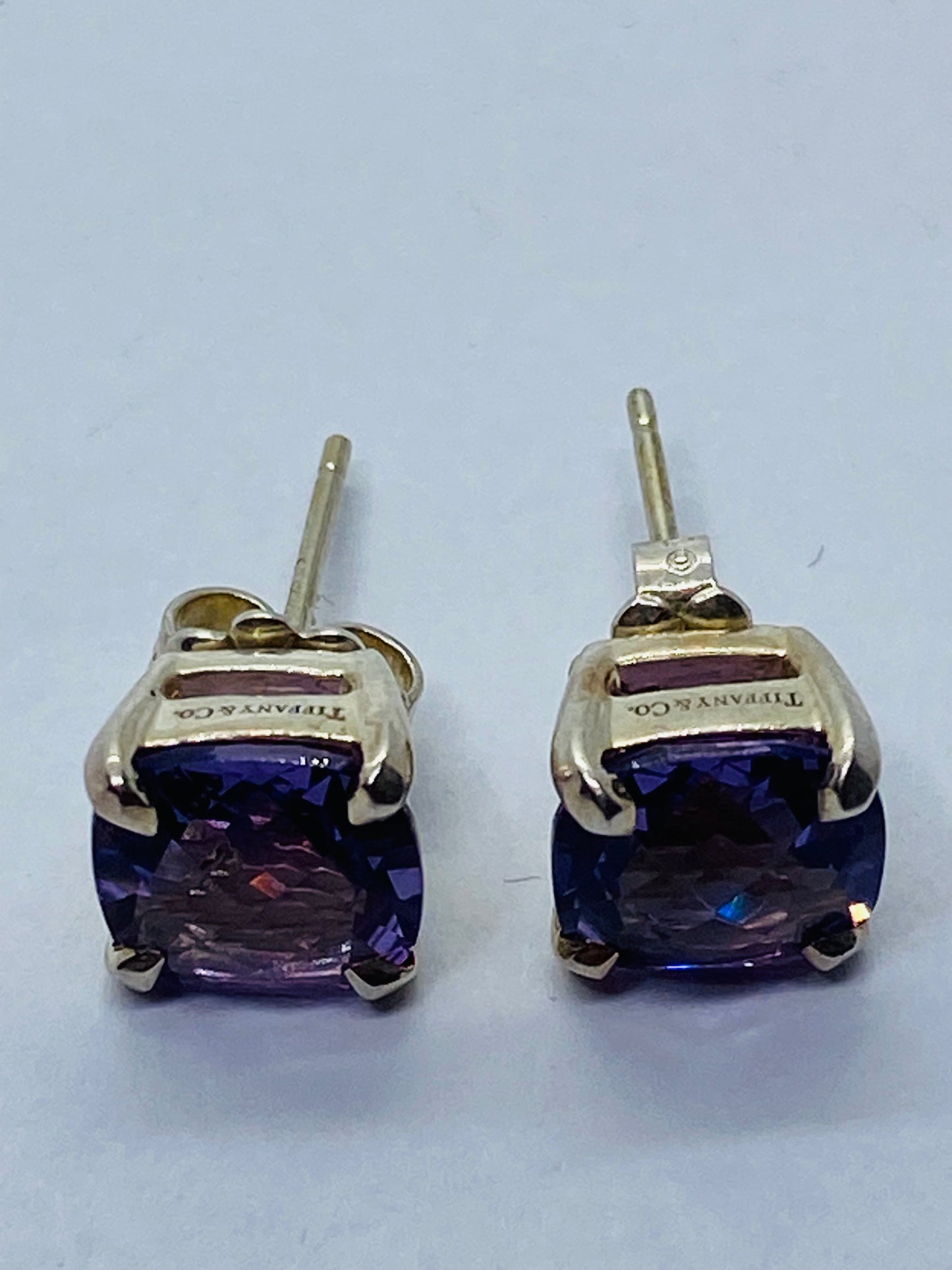 Tiffany & Co. Sparklers Cushion Shape Amethyst Sterling Silver Stud Earrings
