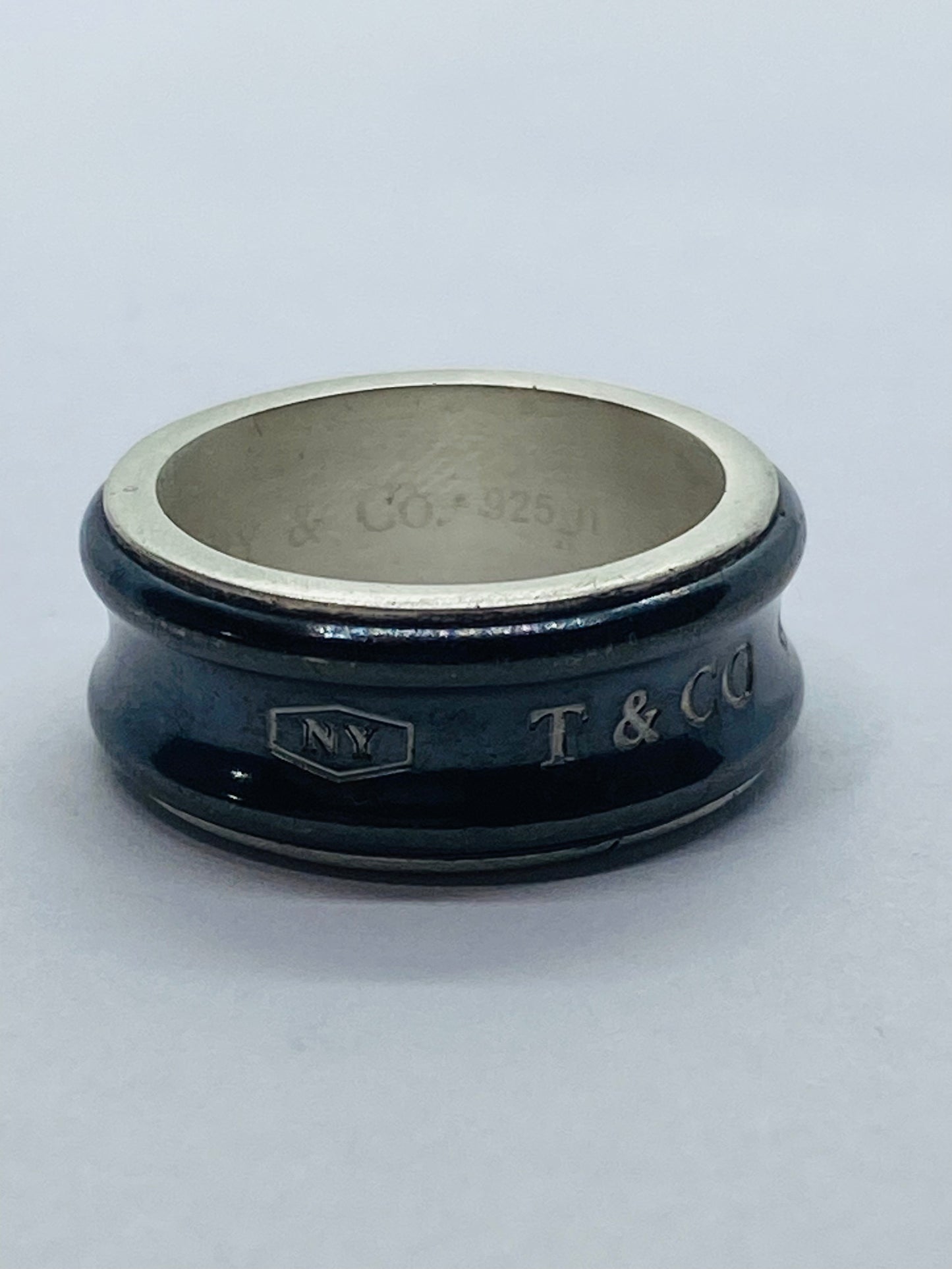 TIFFANY & CO SILVER TITANIUM 1837 RING SIZE 5.75