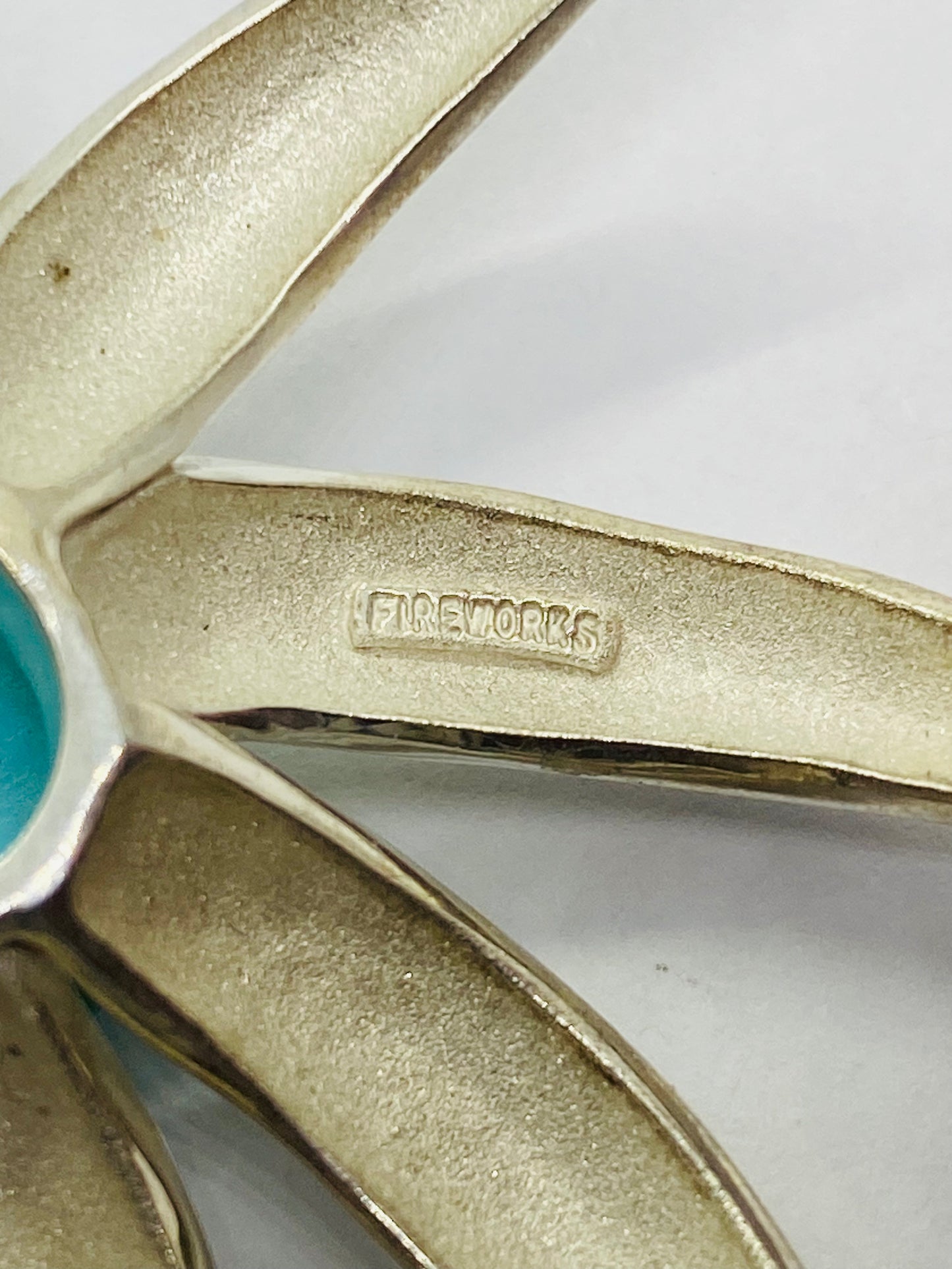 HUGE Tiffany & Co. Sterling Silver & 18k Yellow Gold Turquoise Fireworks Brooch