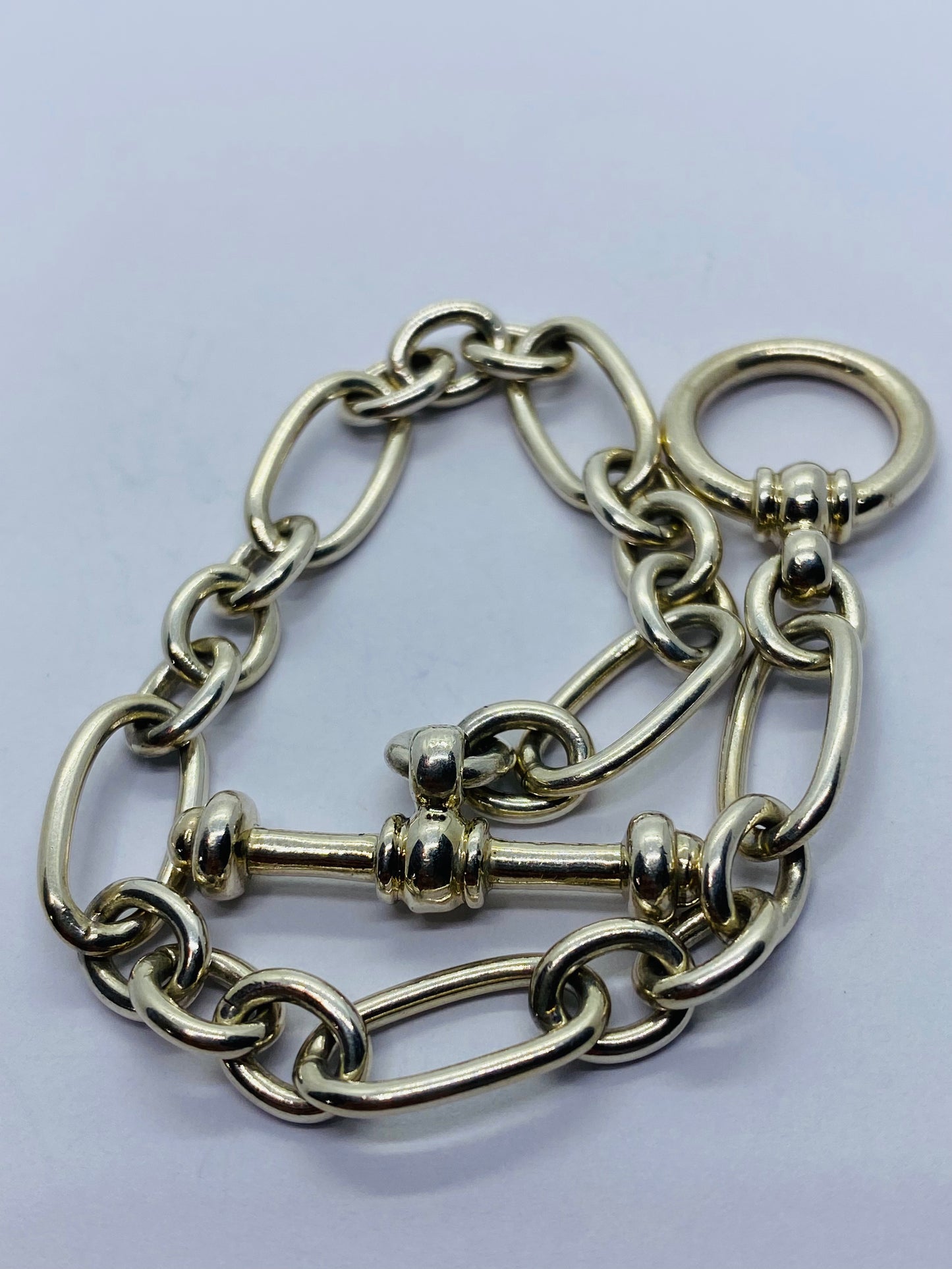 Tiffany & Co. Picasso 925 Silver 7.75” Groove Link Toggle Bracelet Pouch
