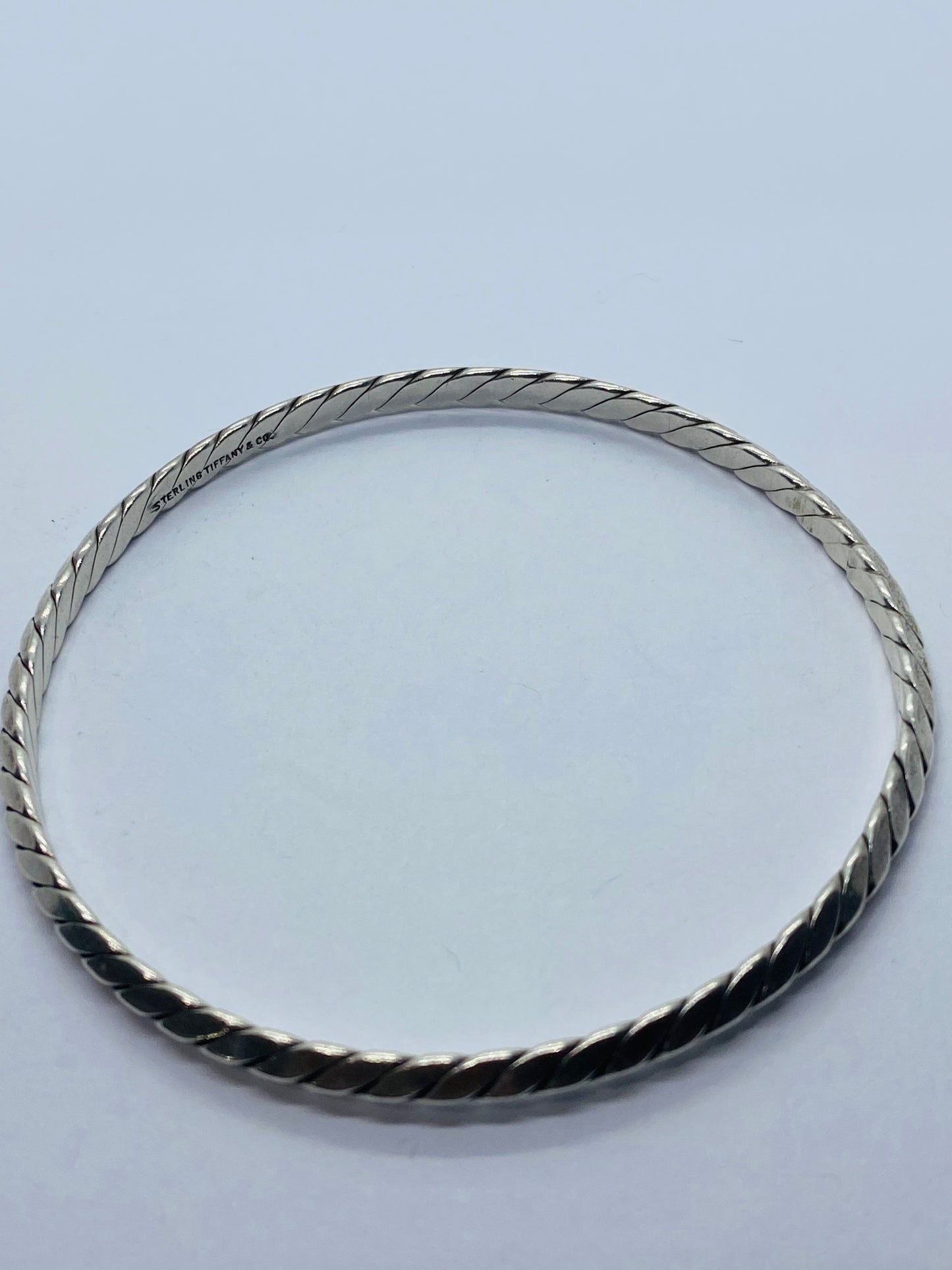 Tiffany & Co. Sterling Silver 925 Twist Braided Knife Edge Bangle Bracelet 7.75”