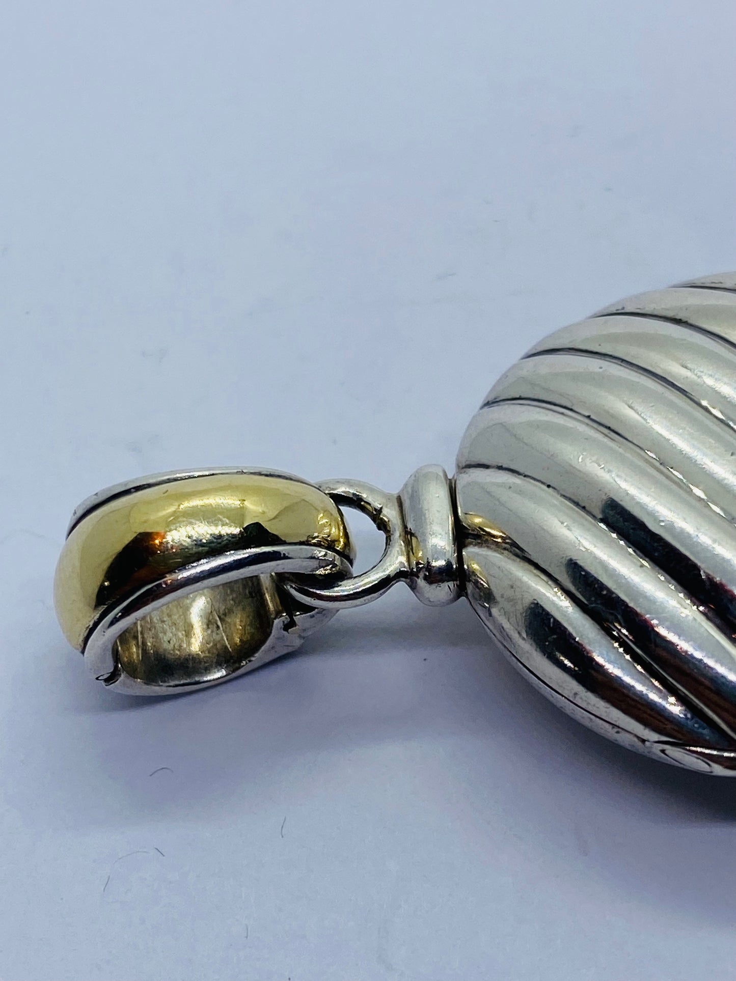 David Yurman 925 Silver & 18k 750 Gold Sculpted Cable Locket Pendant