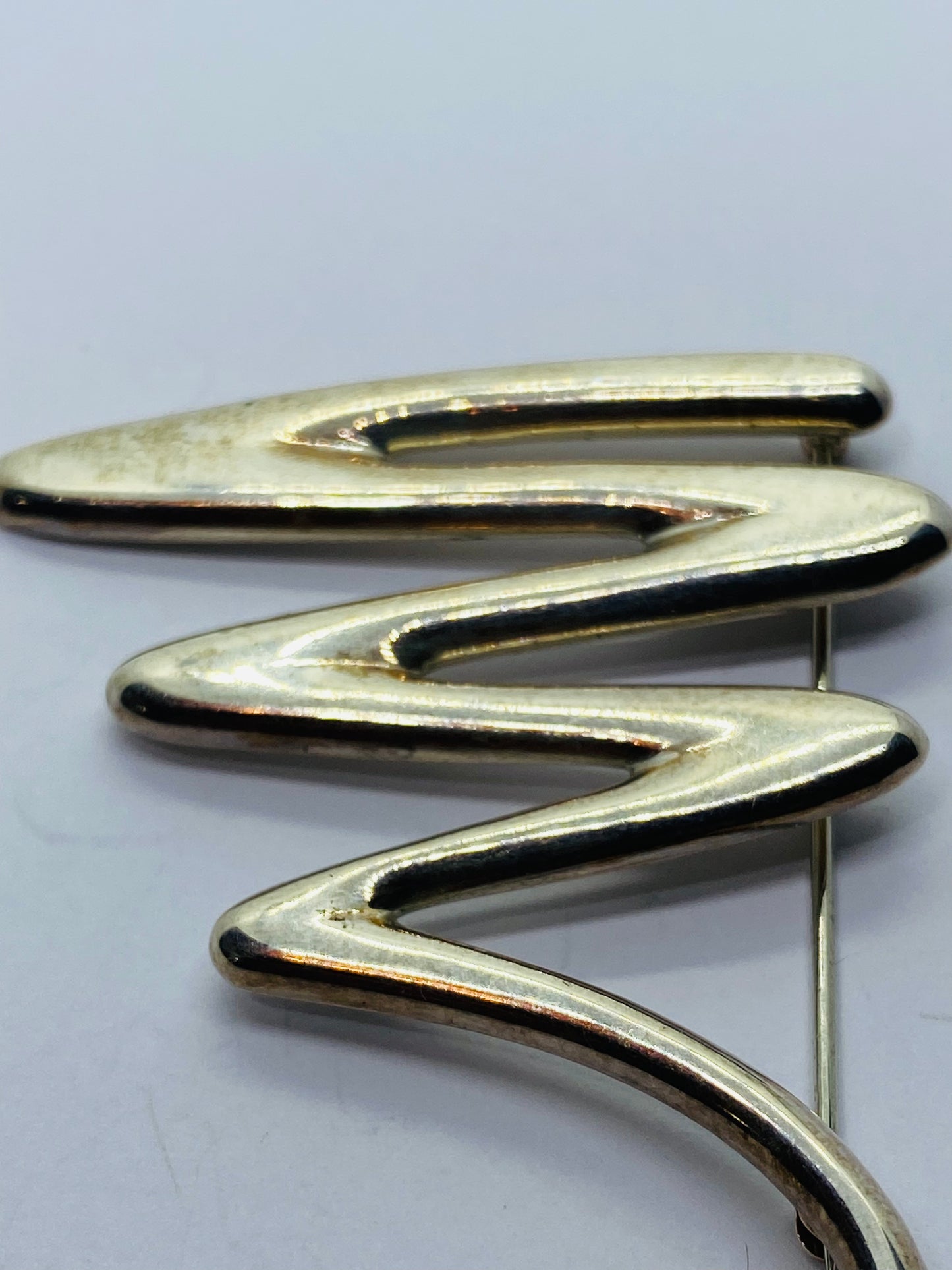 Tiffany & Co Paloma Picasso Sterling Silver Zig Zag Vintage Brooch. LARGE