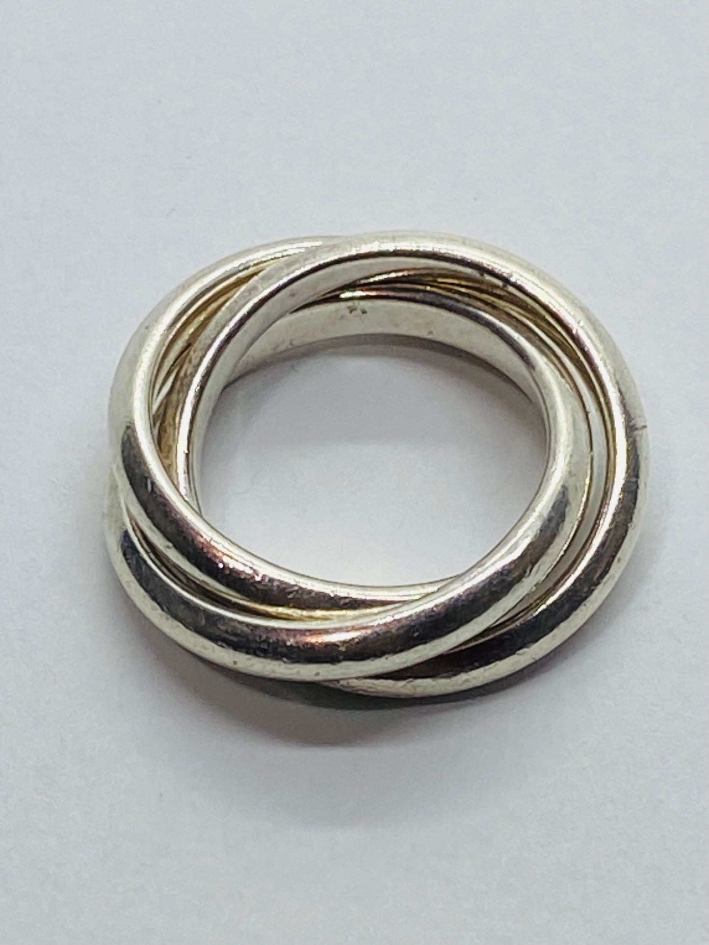 Tiffany & Co. 925 Sterling Silver Triple Rolling 3 Three Band Stack Ring Size 5