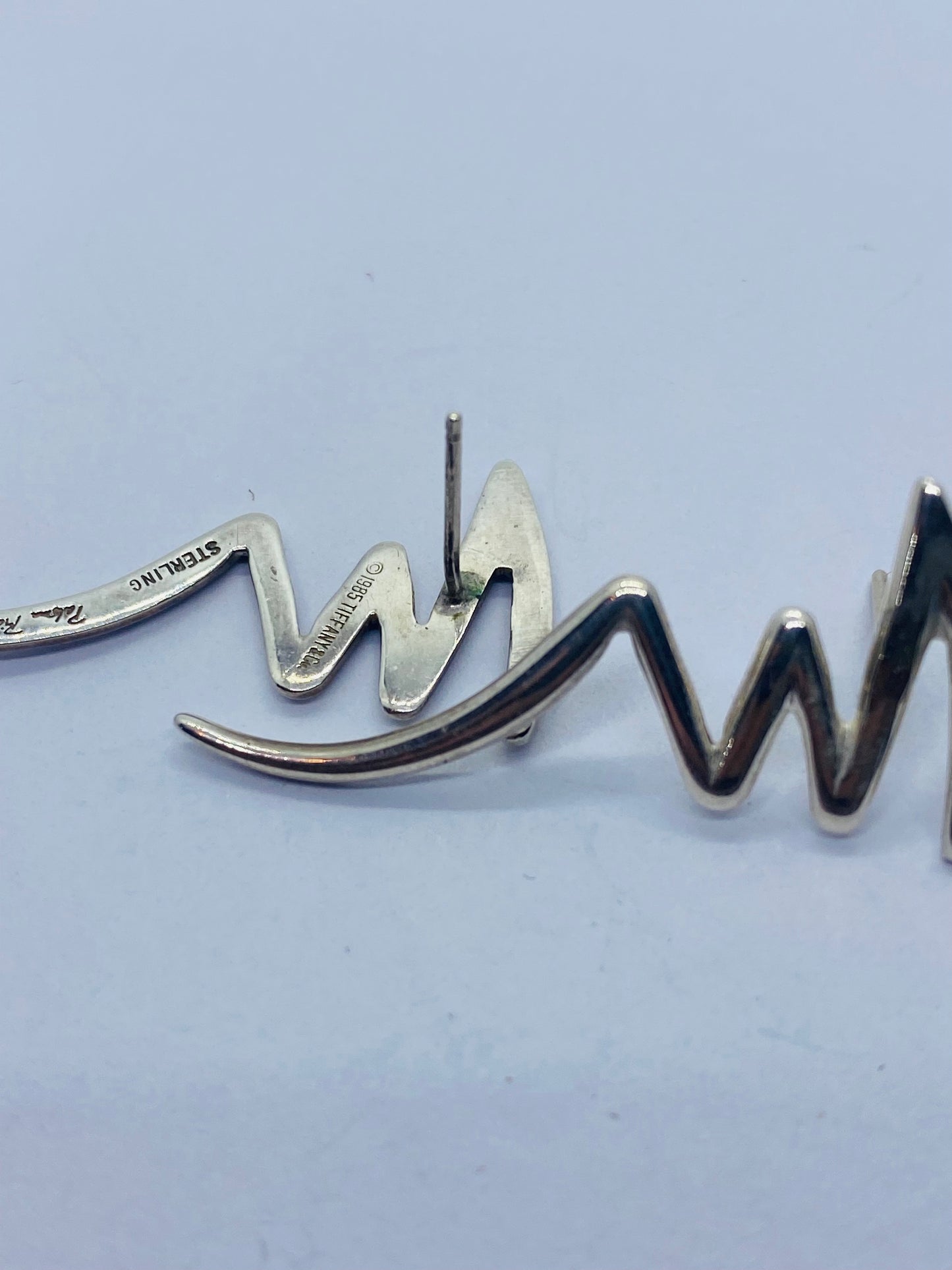 1985 Tiffany & Co Paloma Picasso Zig Zag Sterling Silver Earring No Backs